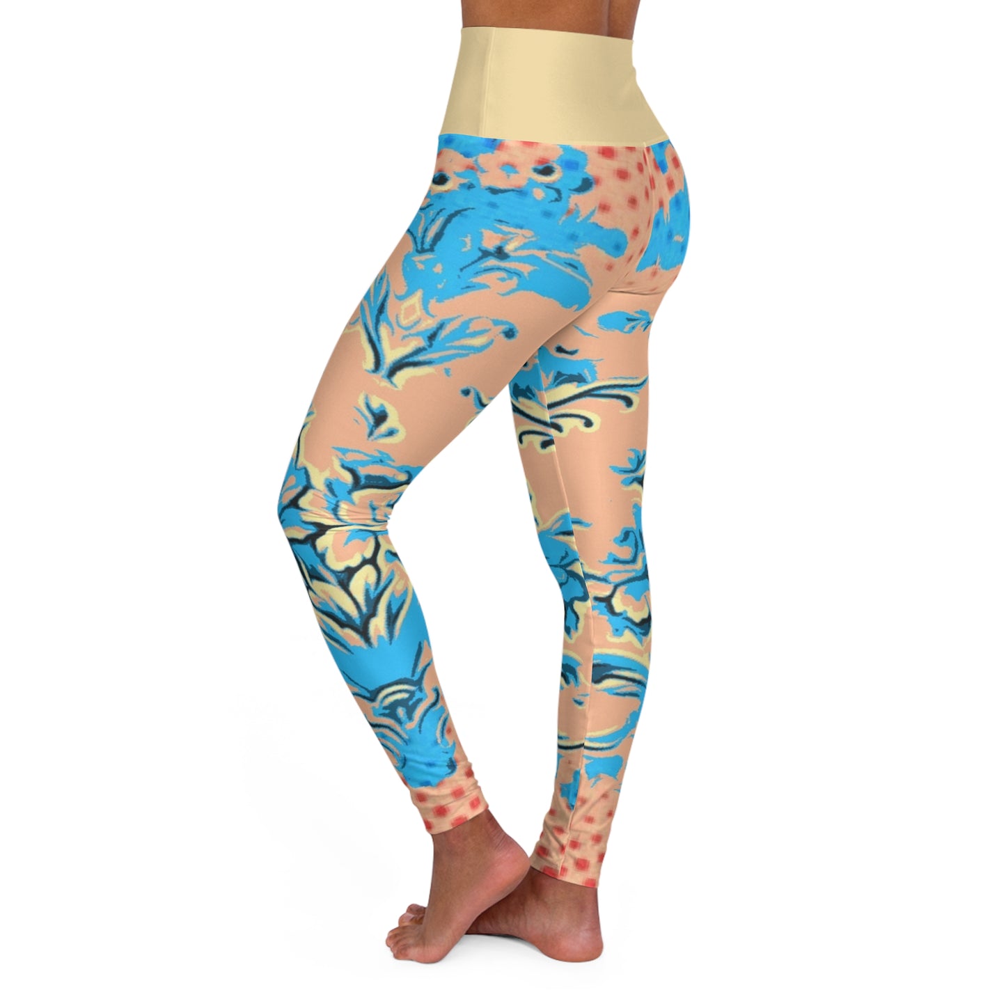 Retro Rose - High Waisted Yoga Leggings (AOP)