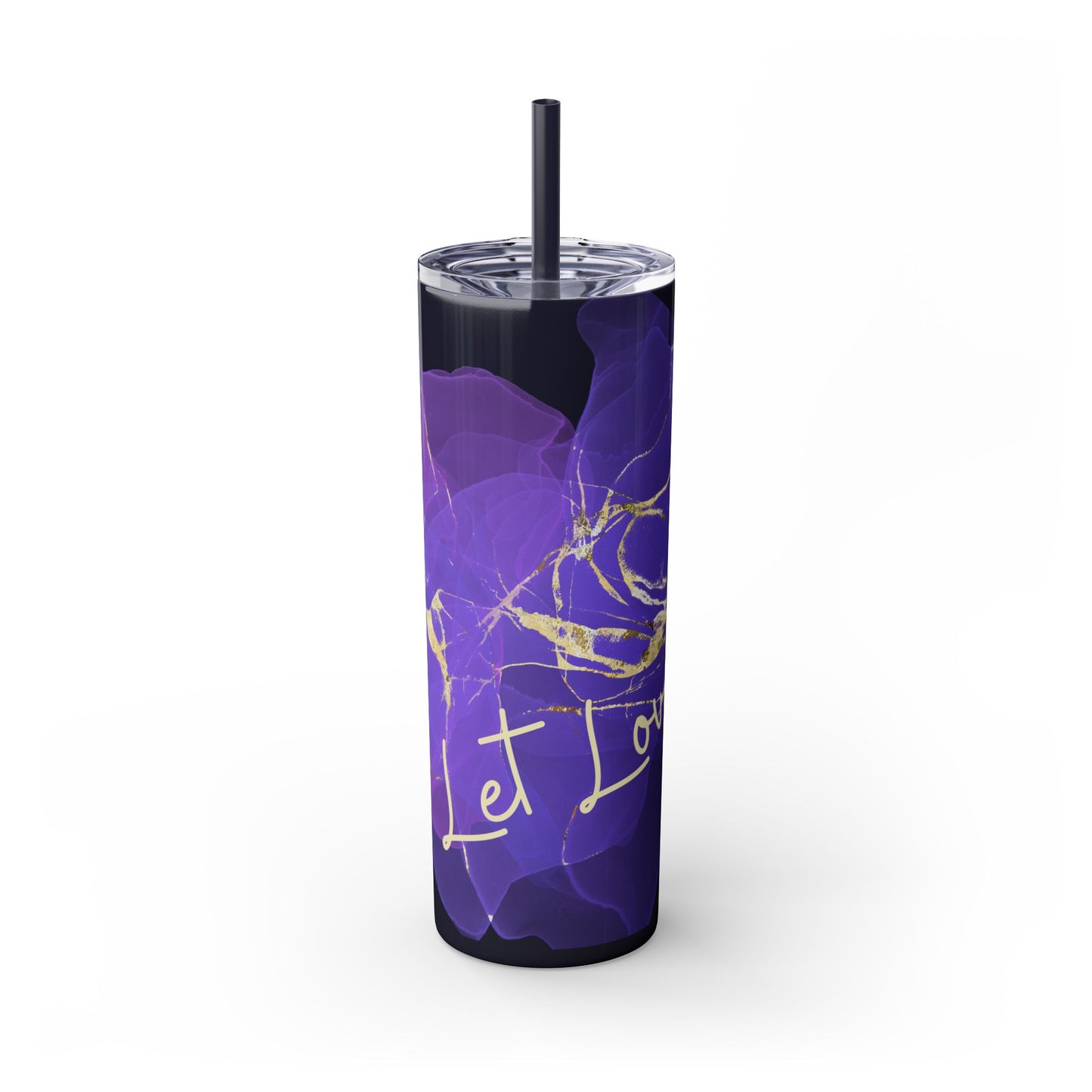 Let Love Purple ~Skinny Tumbler with Straw, 20oz