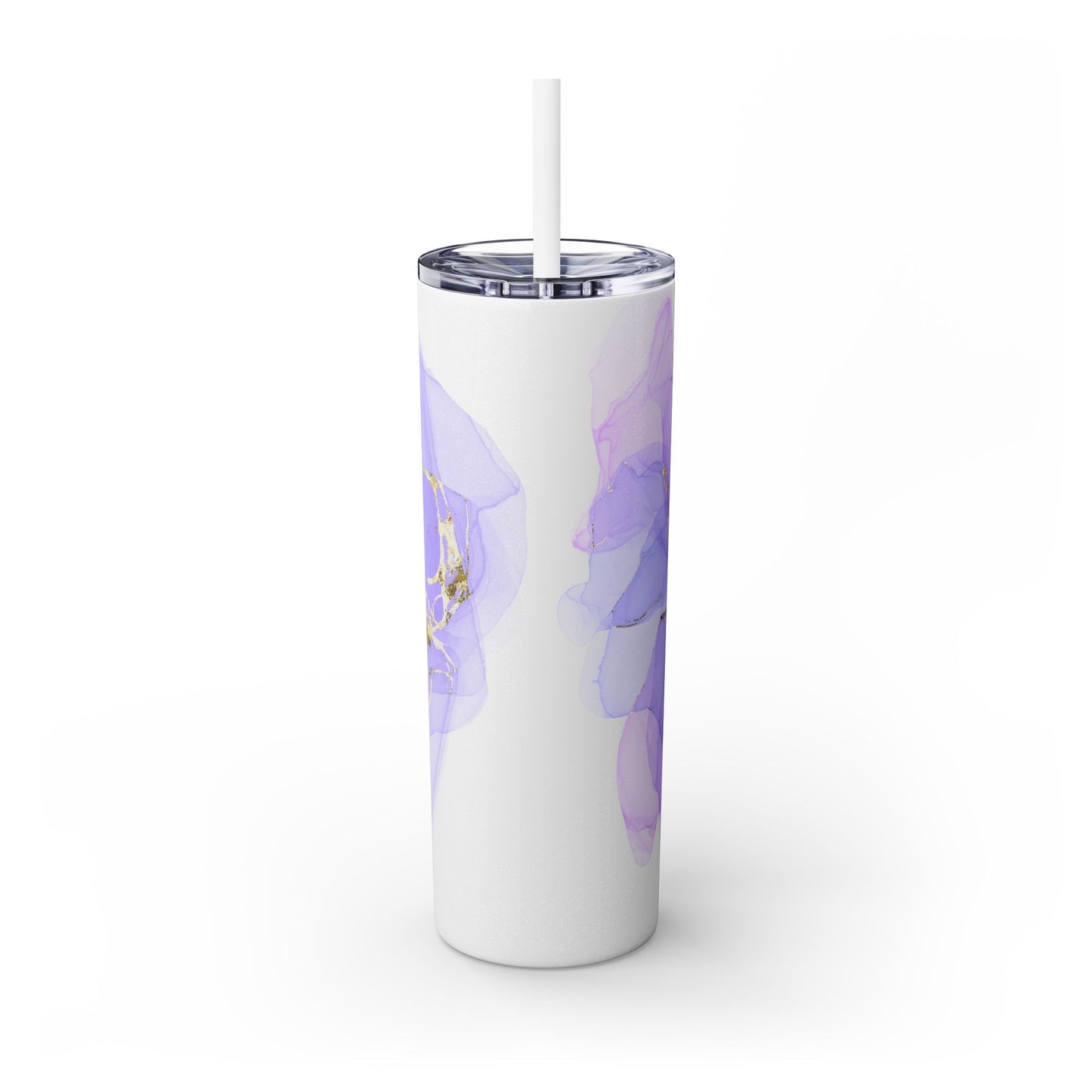 Let Love Purple ~Skinny Tumbler with Straw, 20oz