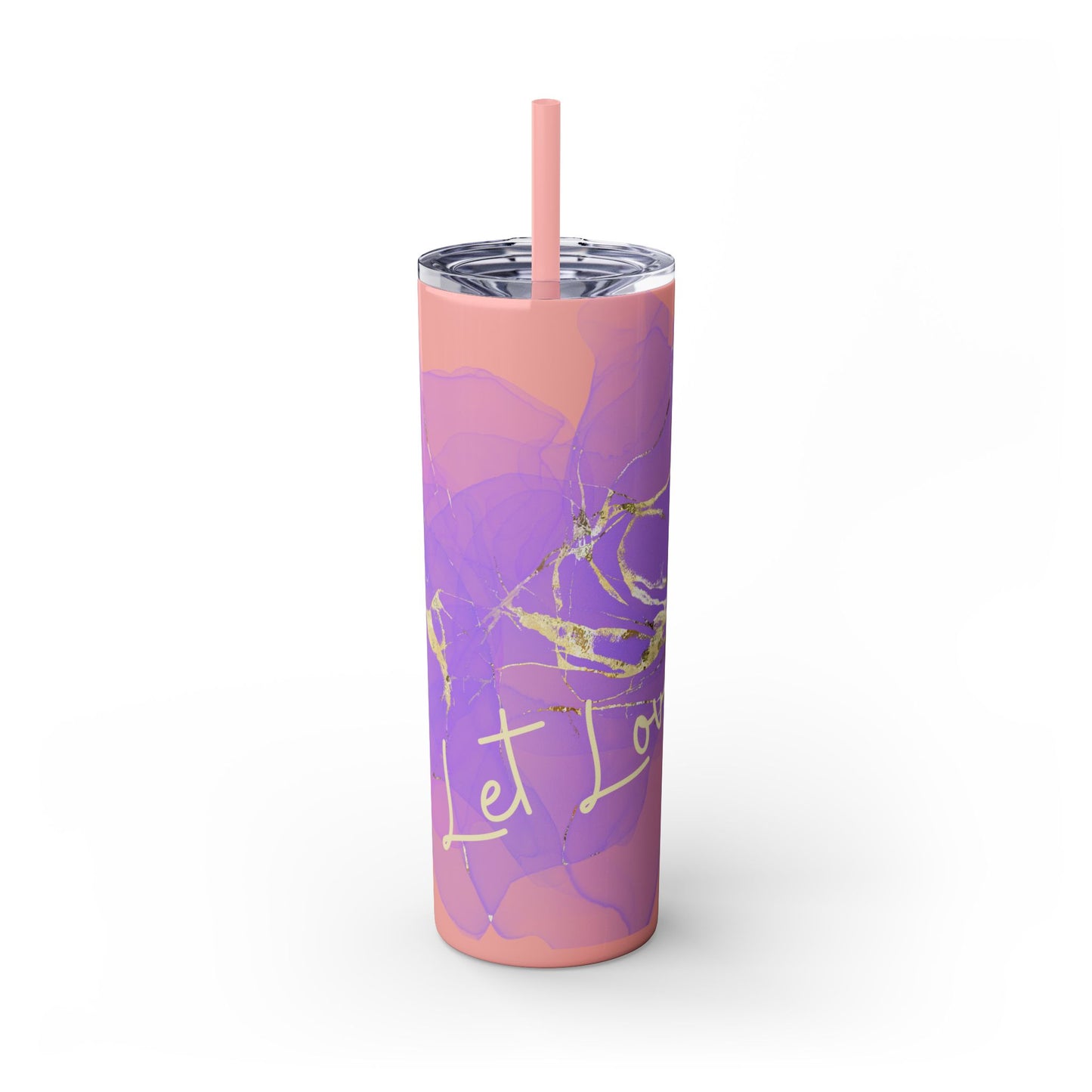 Let Love Purple ~Skinny Tumbler with Straw, 20oz