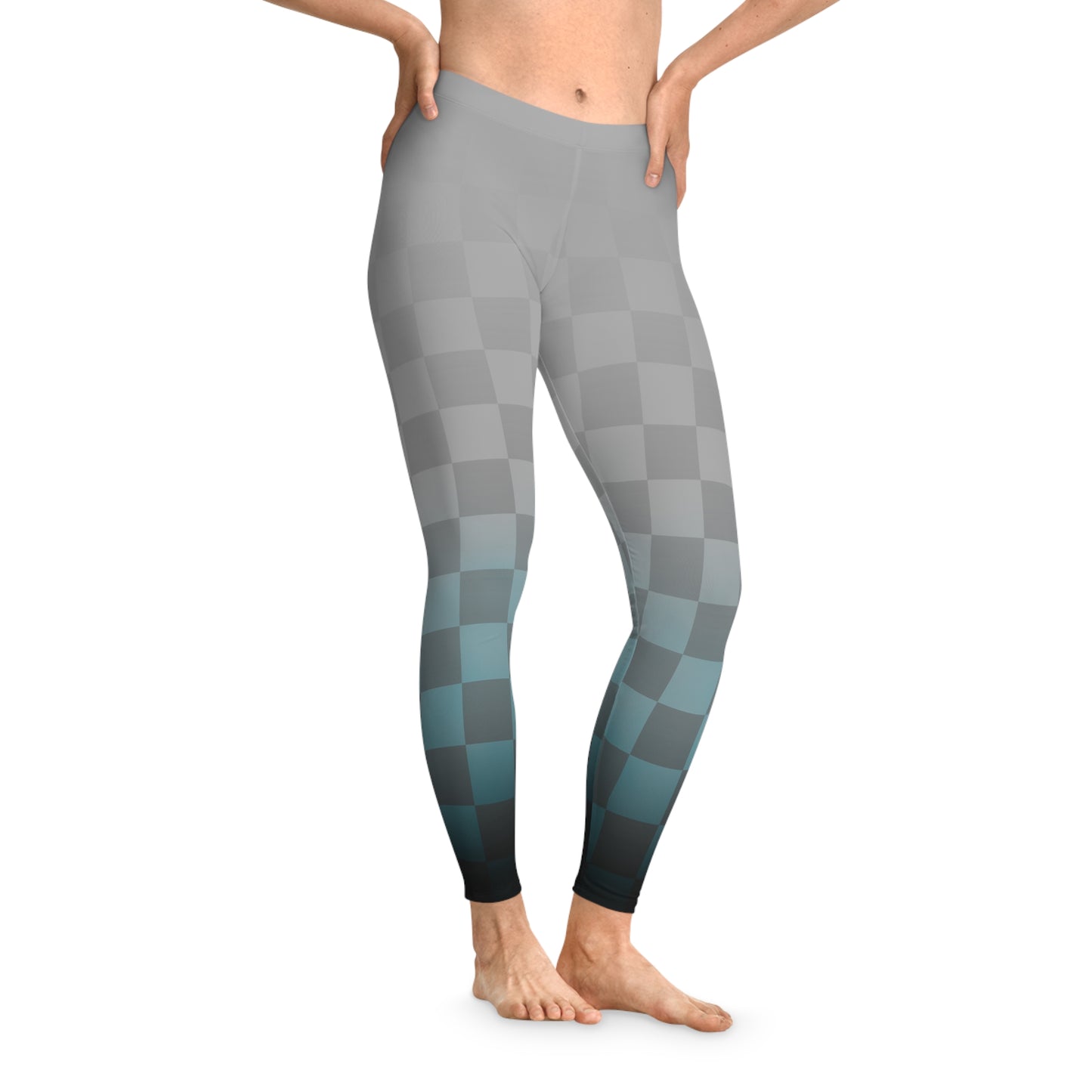 Checker-Grey Stretchy Leggings (AOP)