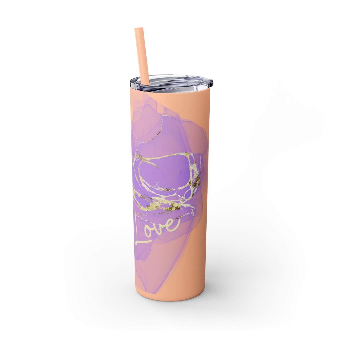 Let Love Purple ~Skinny Tumbler with Straw, 20oz