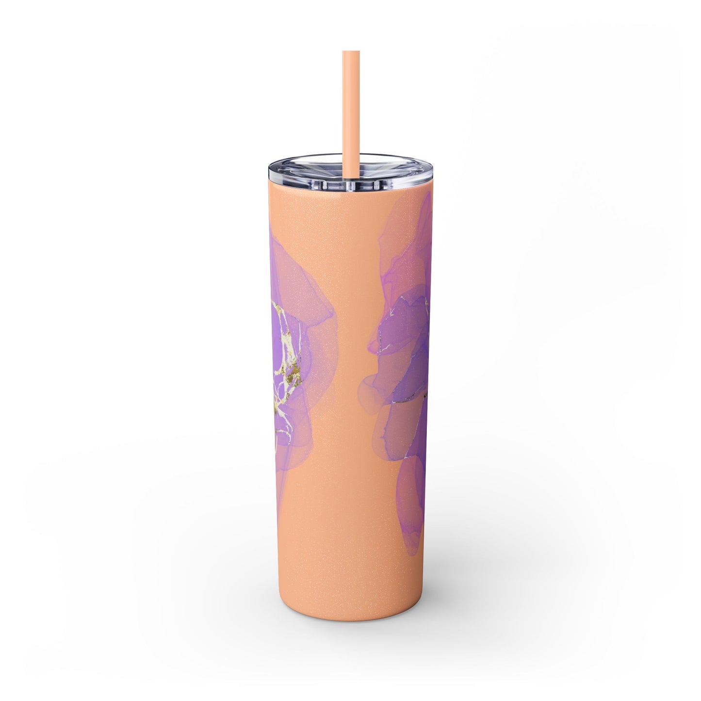 Let Love Purple ~Skinny Tumbler with Straw, 20oz