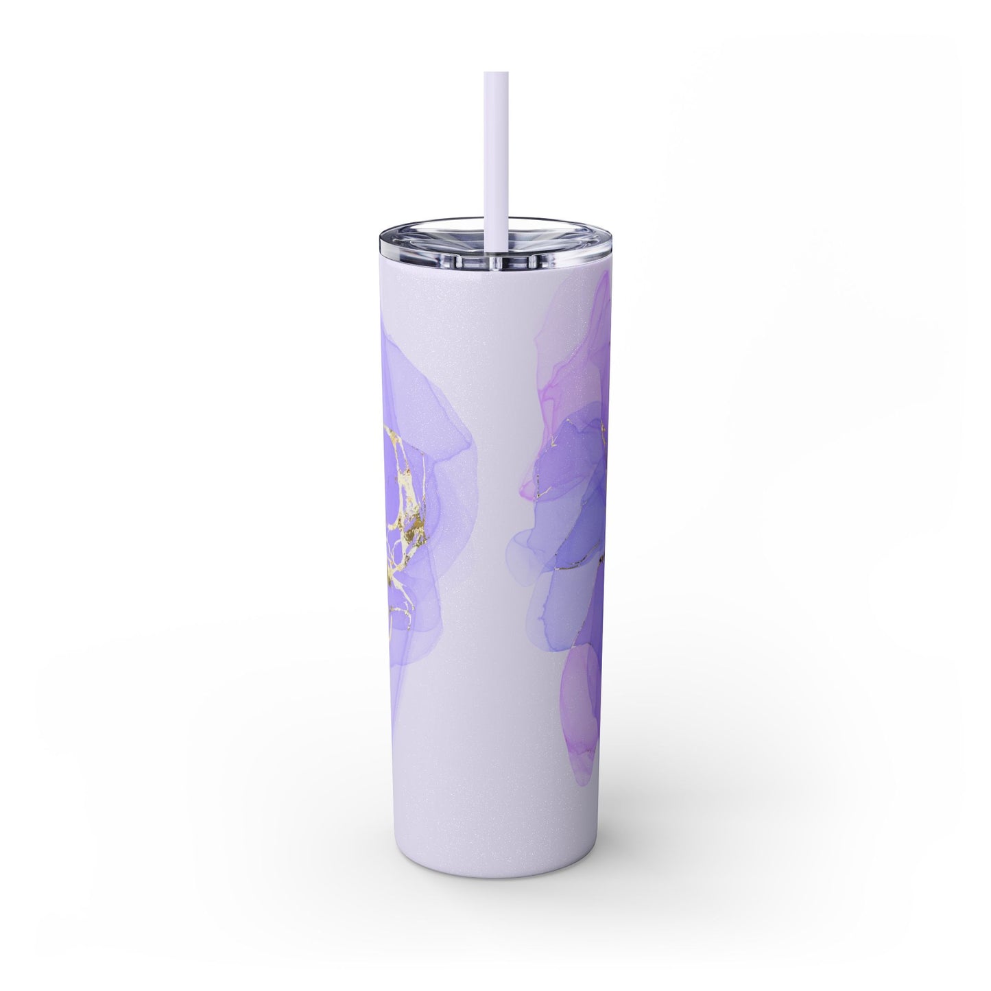 Let Love Purple ~Skinny Tumbler with Straw, 20oz