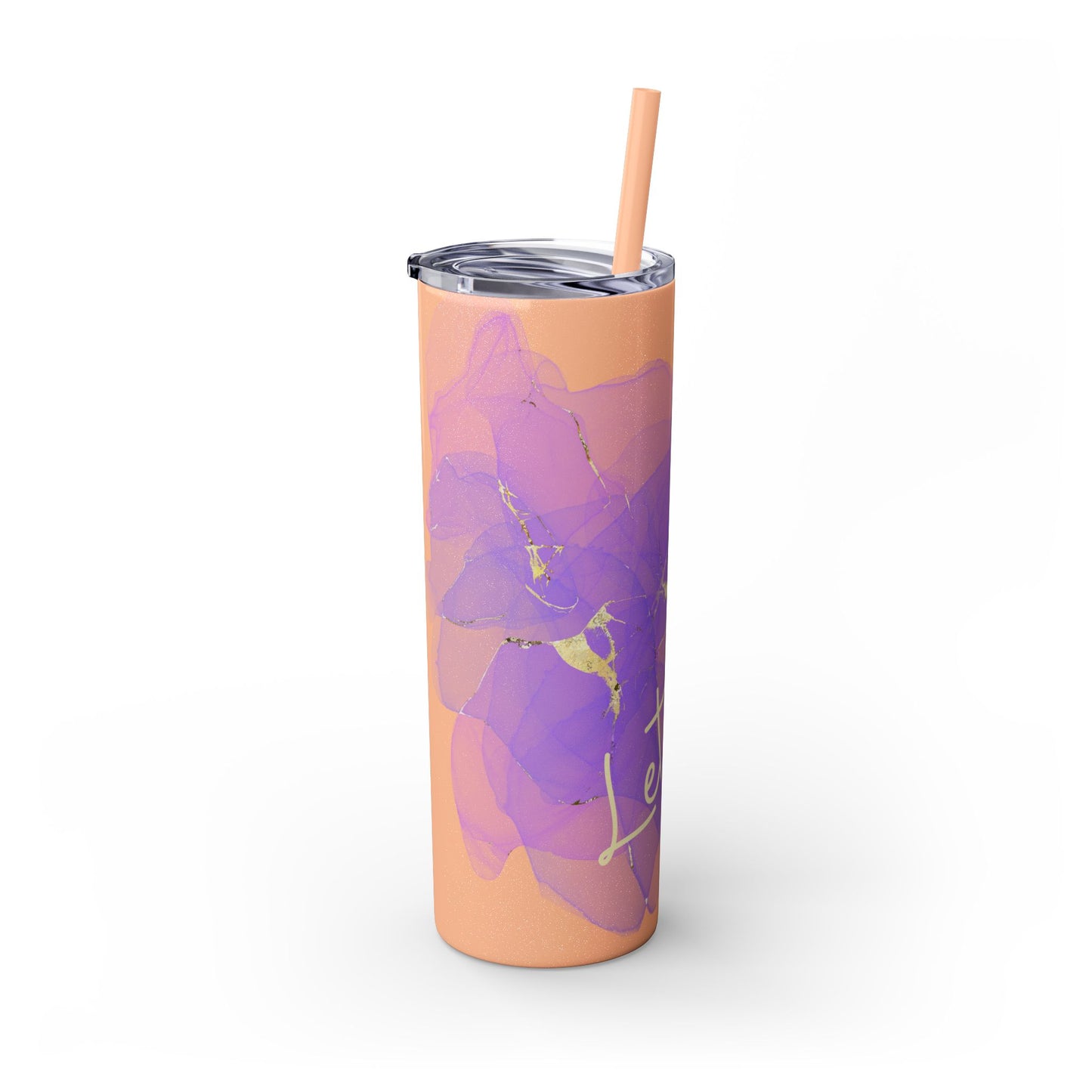 Let Love Purple ~Skinny Tumbler with Straw, 20oz