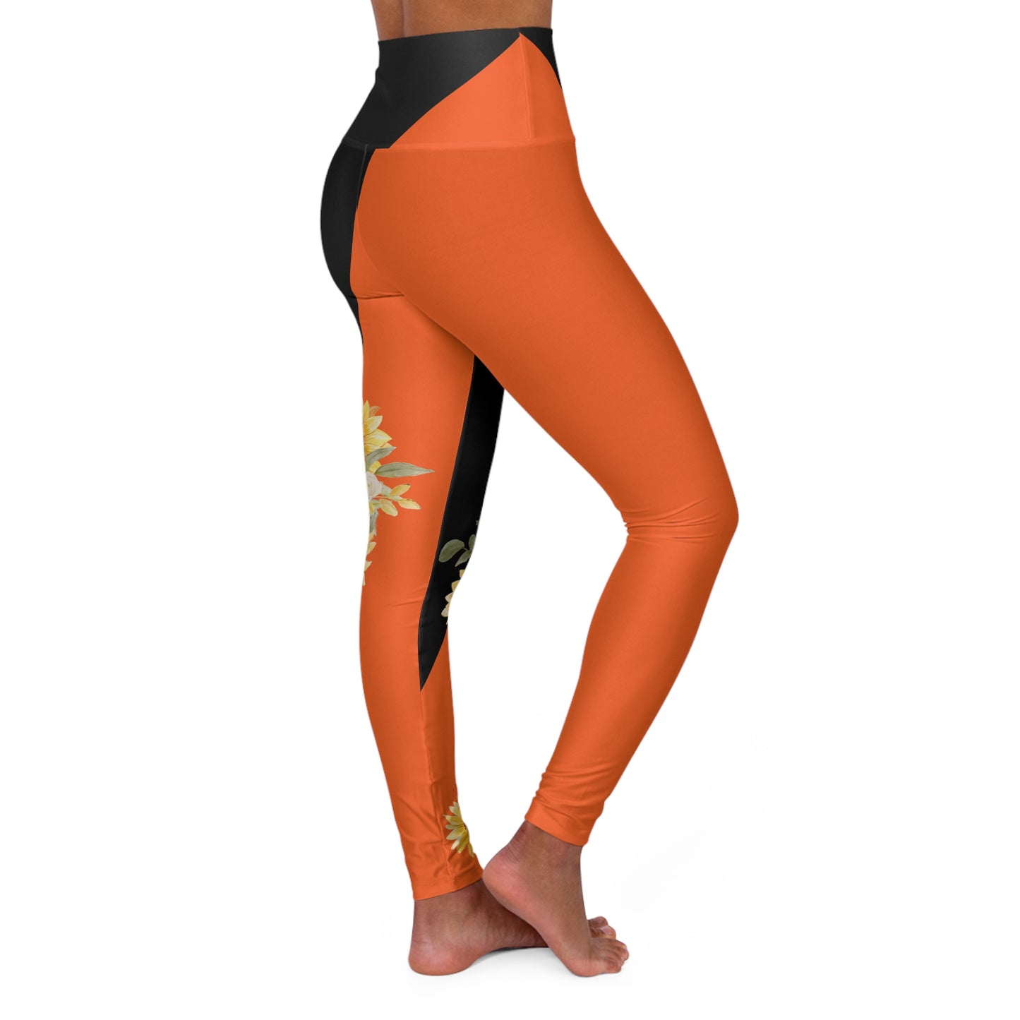 Sunflower, High Waisted Yoga Leggings (AOP)