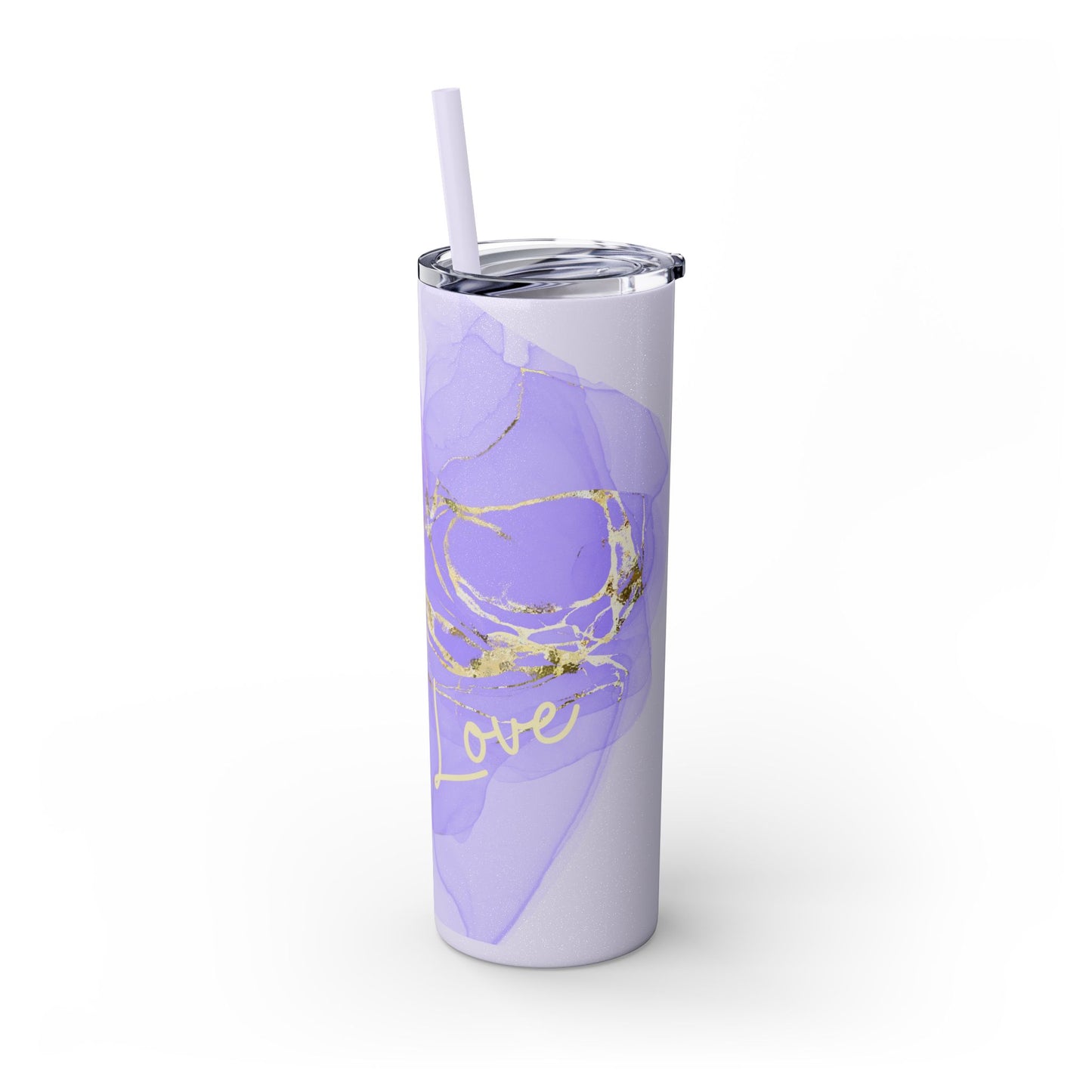 Let Love Purple ~Skinny Tumbler with Straw, 20oz