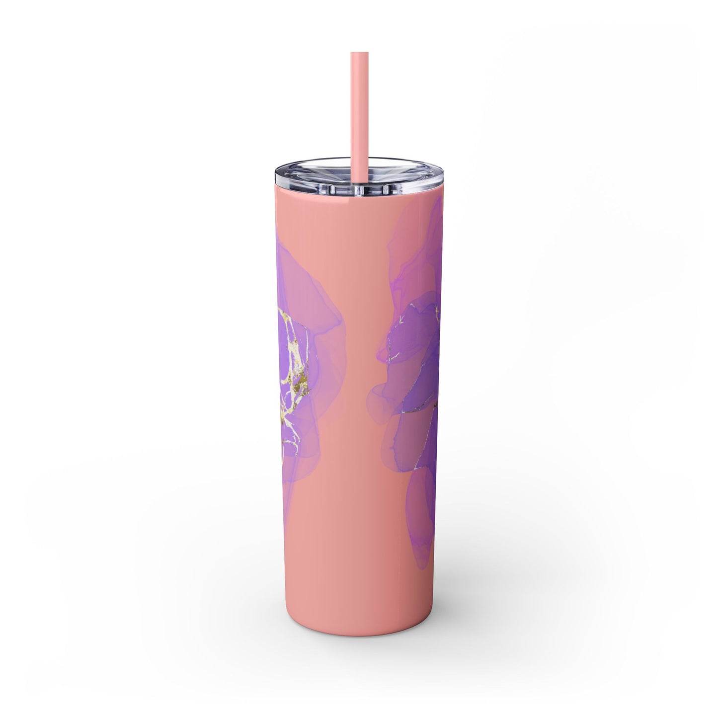 Let Love Purple ~Skinny Tumbler with Straw, 20oz