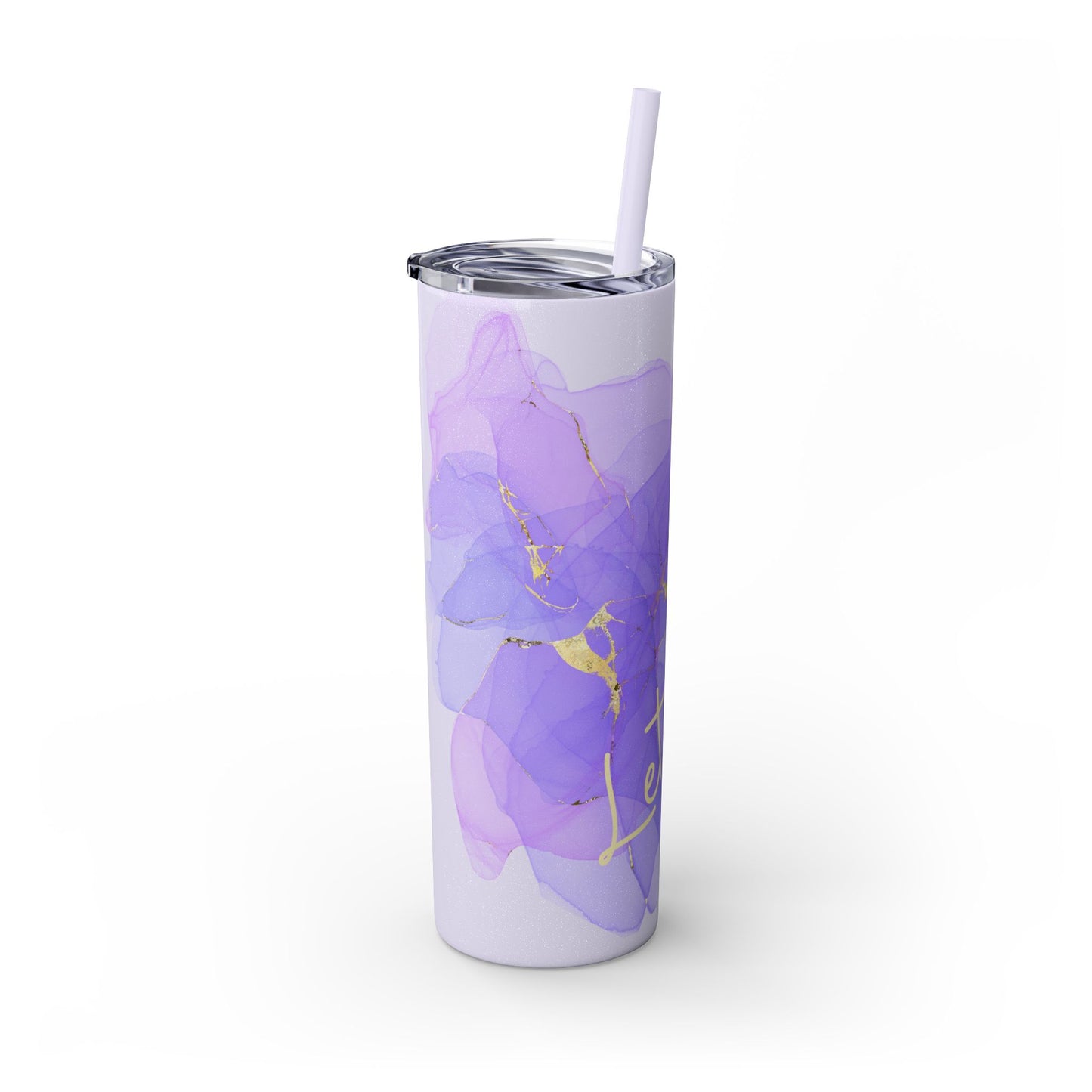 Let Love Purple ~Skinny Tumbler with Straw, 20oz