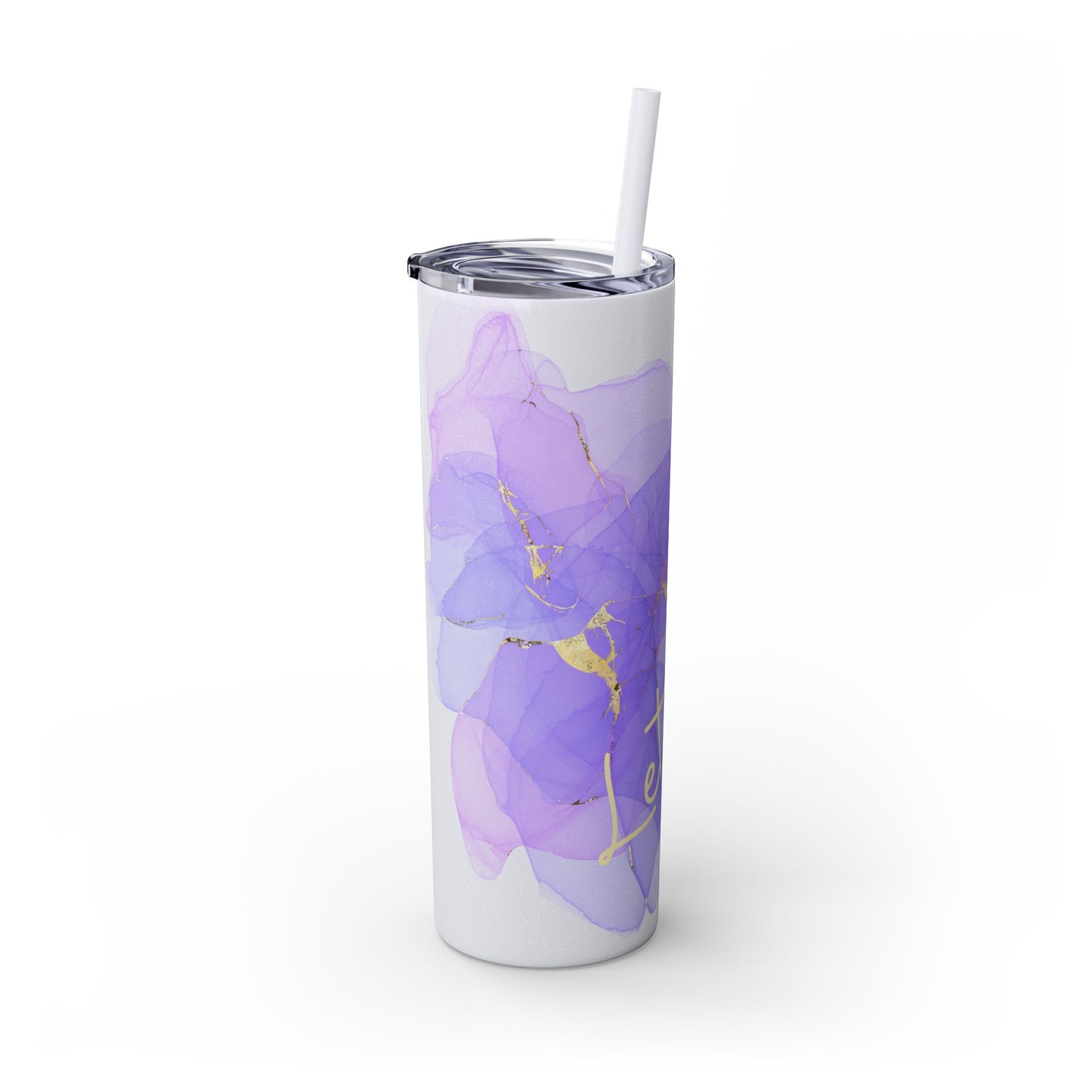 Let Love Purple ~Skinny Tumbler with Straw, 20oz