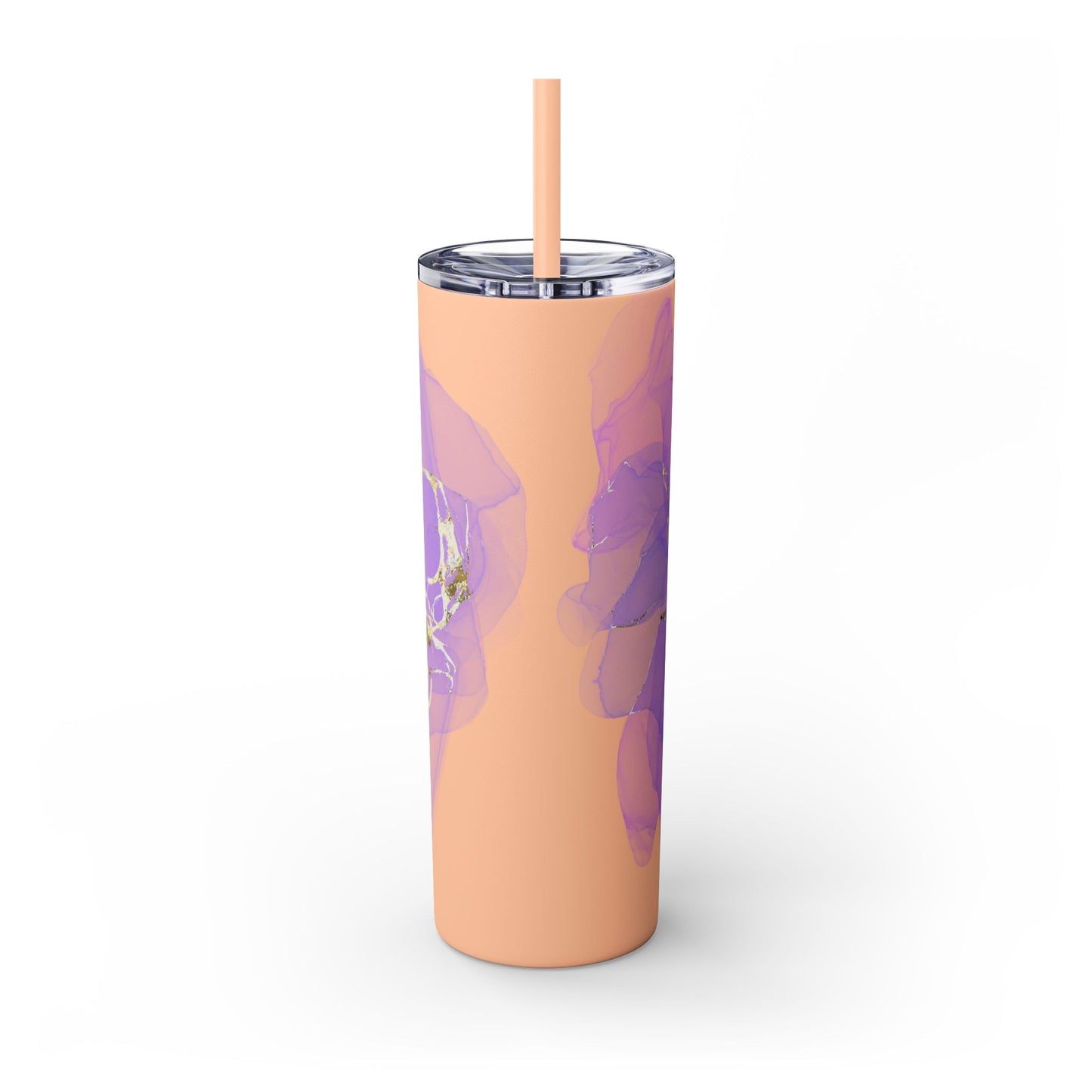Let Love Purple ~Skinny Tumbler with Straw, 20oz