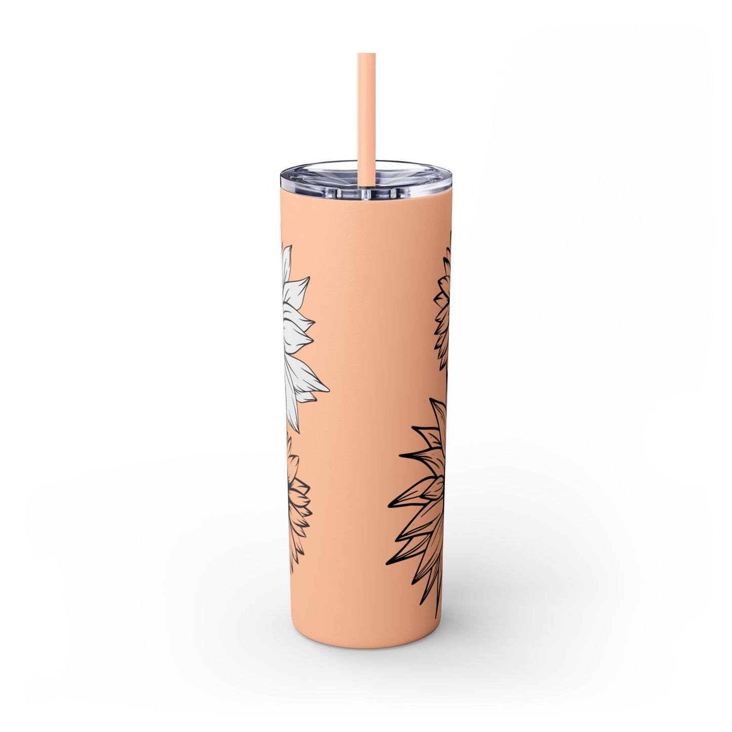 Sunflower Print ~Skinny Tumbler with Straw, 20oz