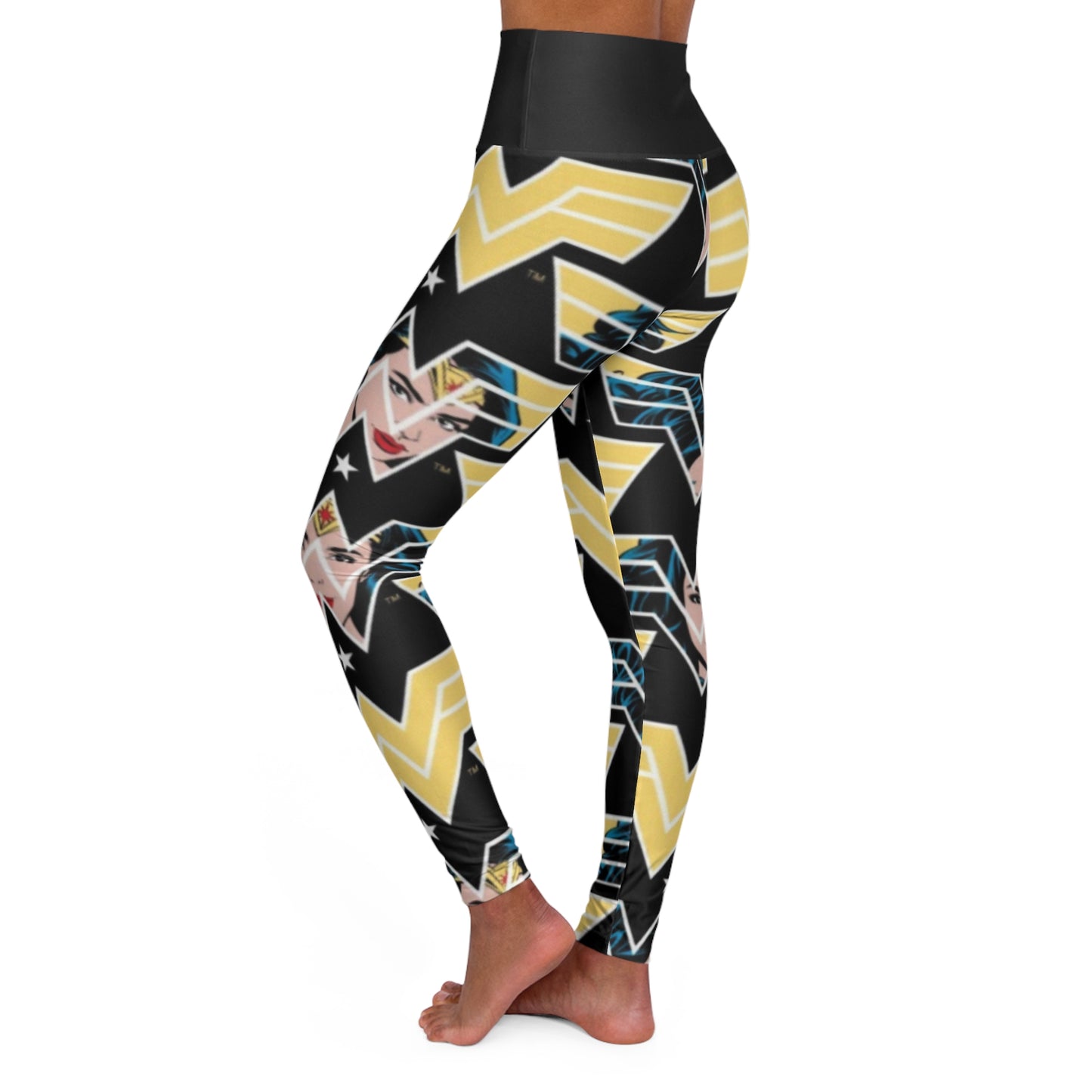 WW Black - High Waisted Yoga Leggings (AOP)