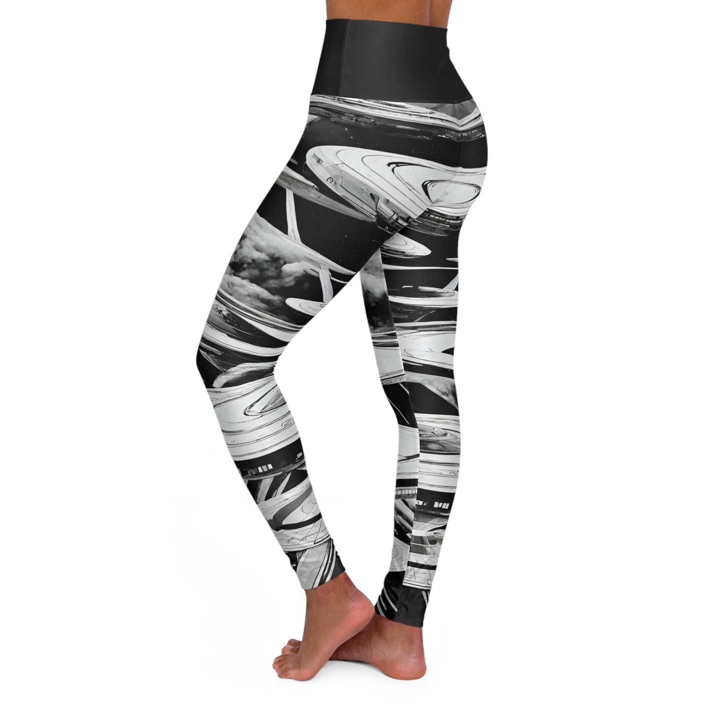 UFO BW ~High Waisted Yoga Leggings (AOP)