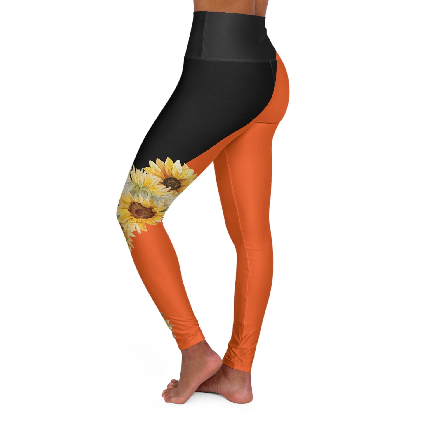 Sunflower, High Waisted Yoga Leggings (AOP)