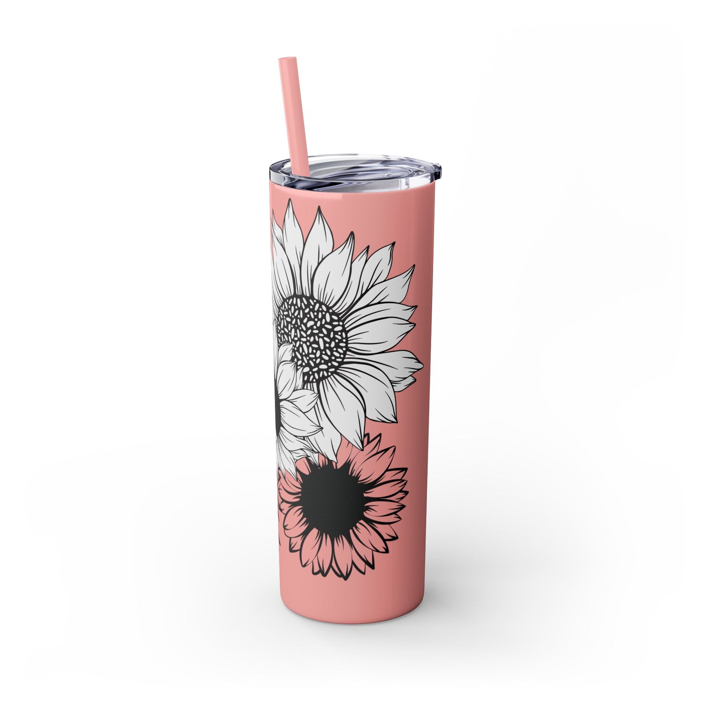 Sunflower Print ~Skinny Tumbler with Straw, 20oz