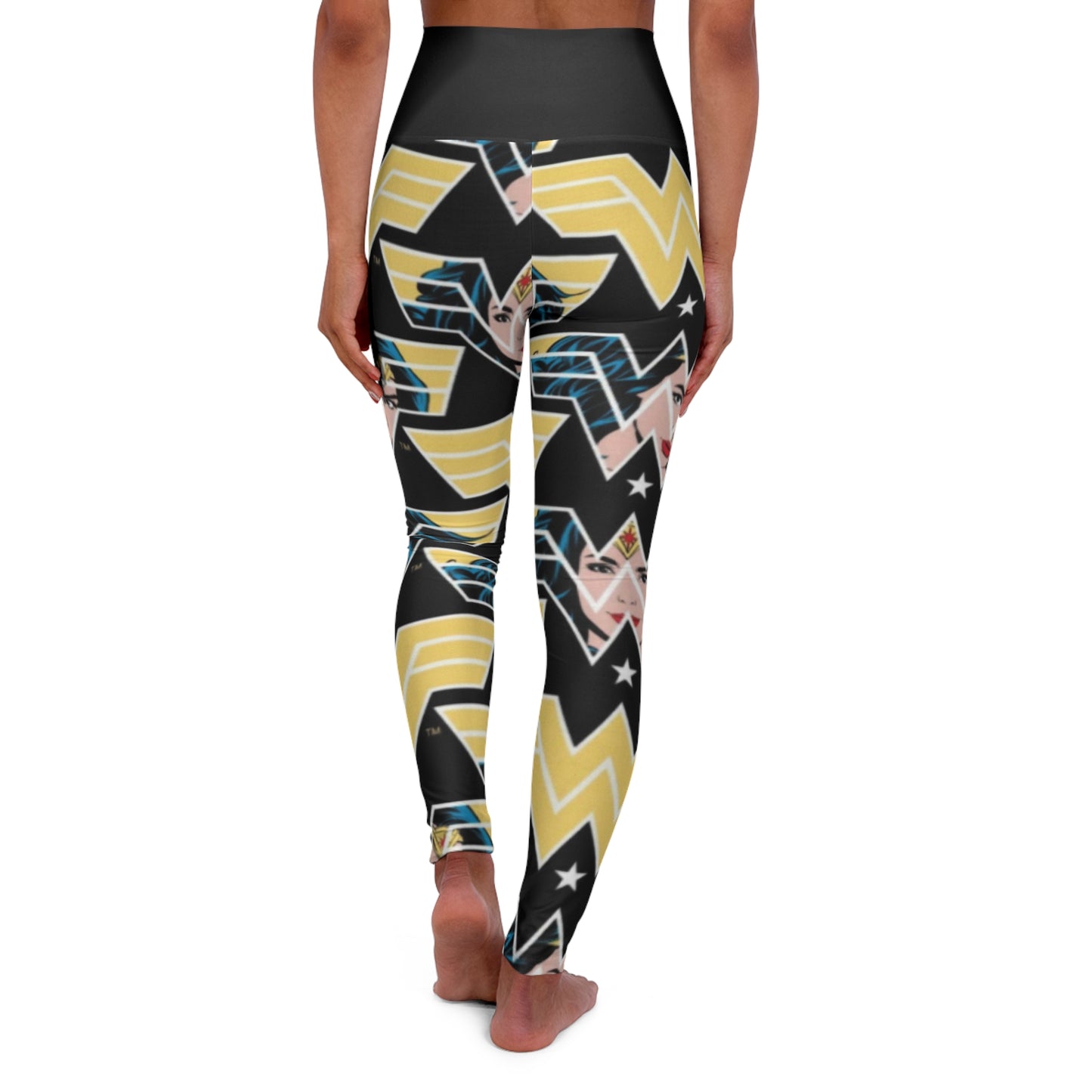 WW Black - High Waisted Yoga Leggings (AOP)