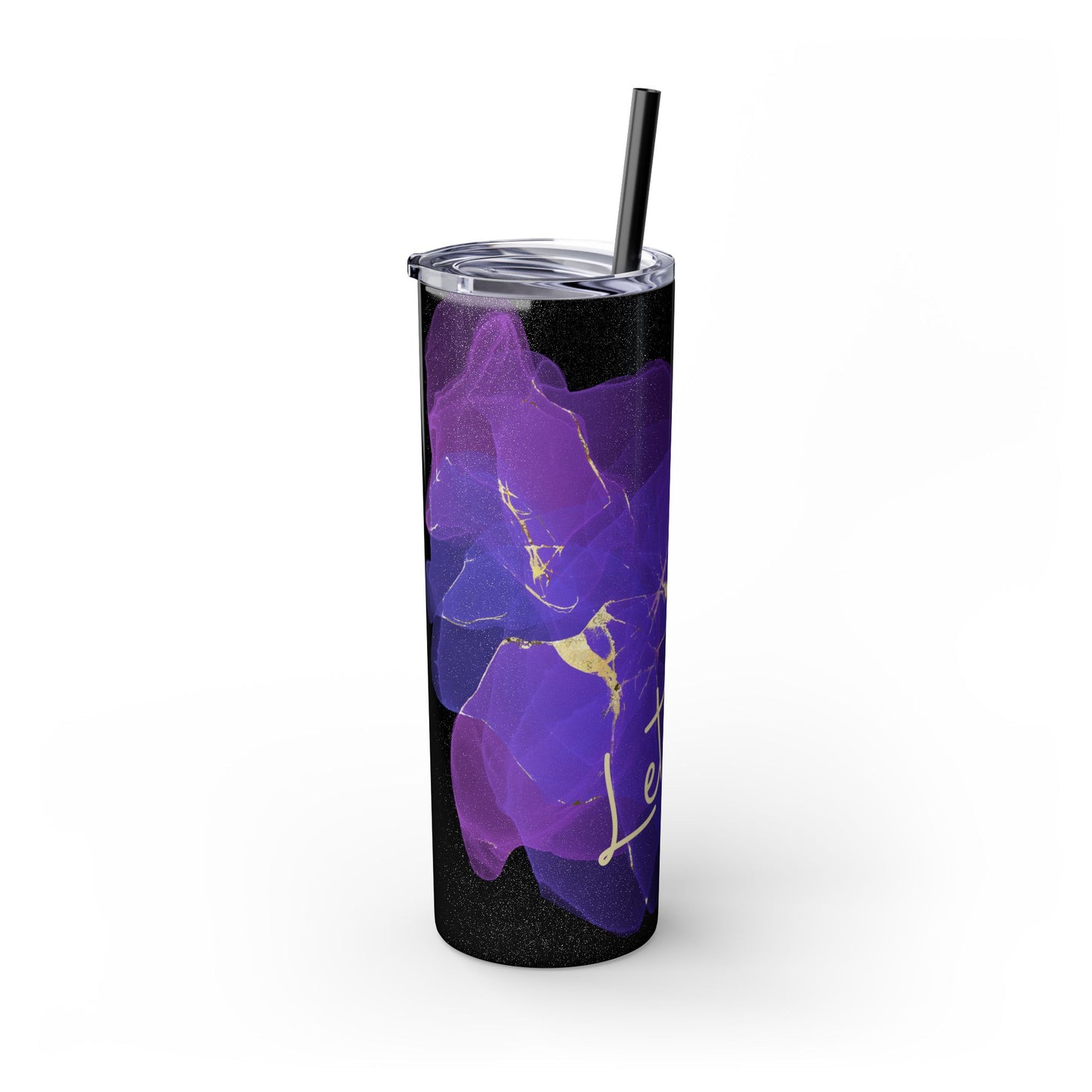 Let Love Purple ~Skinny Tumbler with Straw, 20oz
