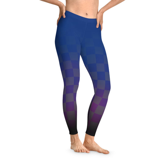Checker-Blue Stretchy Leggings (AOP)