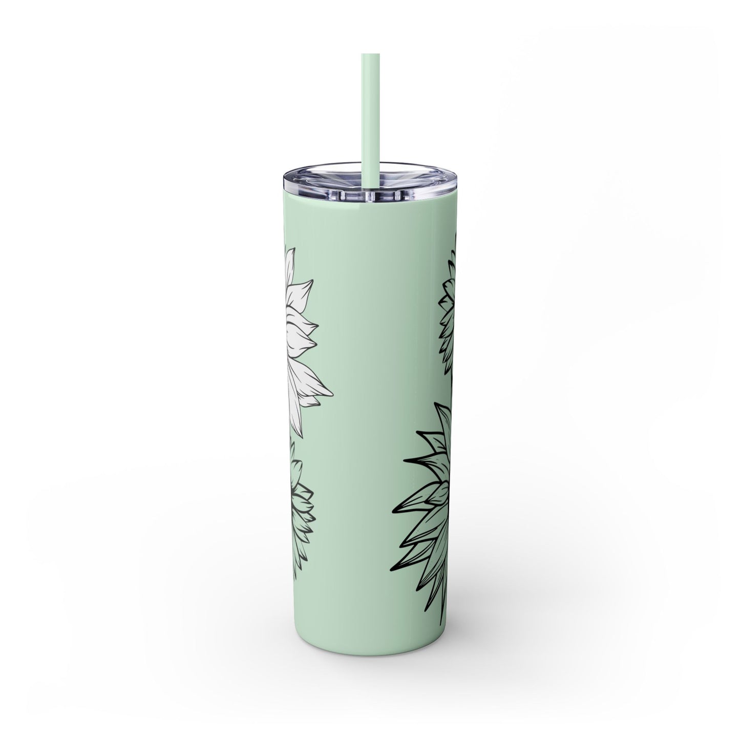 Sunflower Print ~Skinny Tumbler with Straw, 20oz