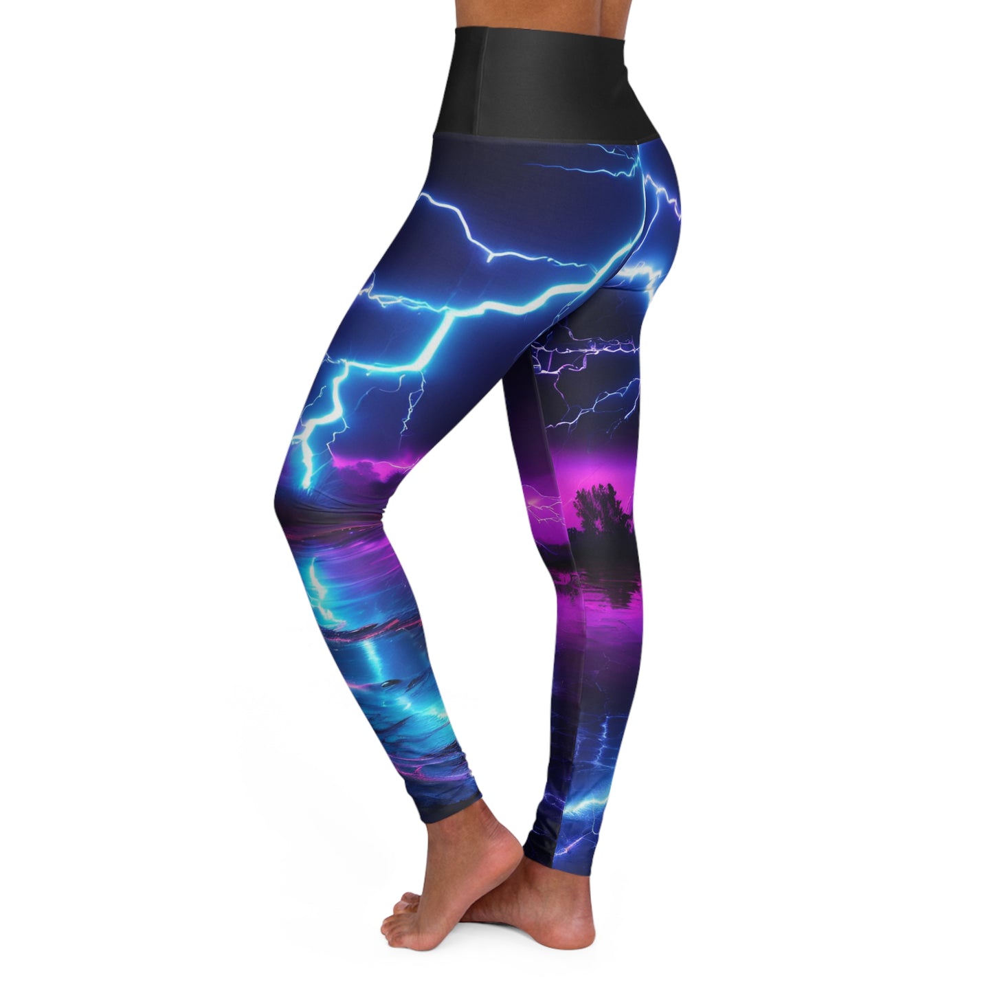 Neon Lightning High Waisted Yoga Leggings (AOP)
