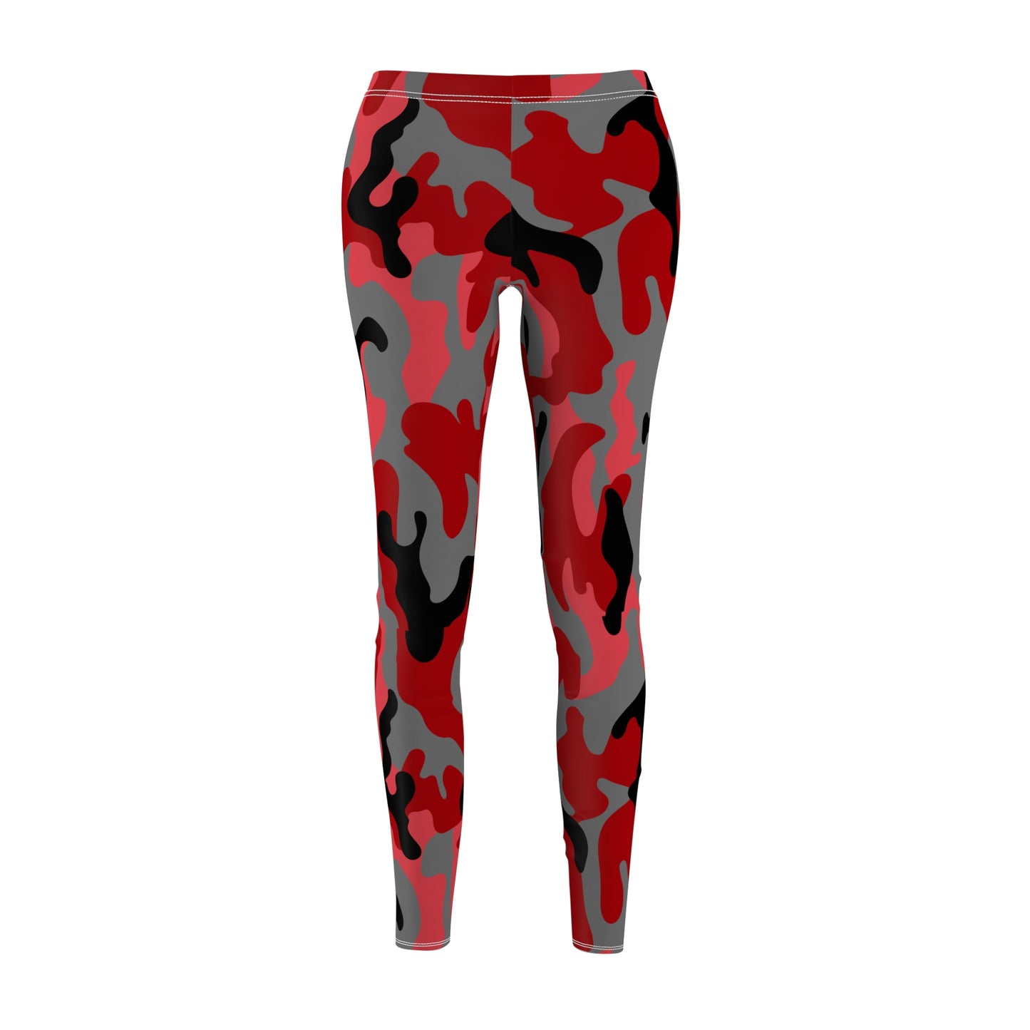 Red Camo Women's Cut & Sew Casual Leggings