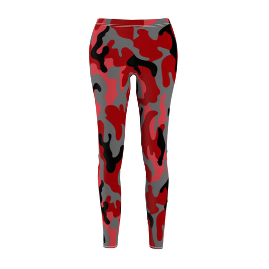 Red Camo Women's Cut & Sew Casual Leggings