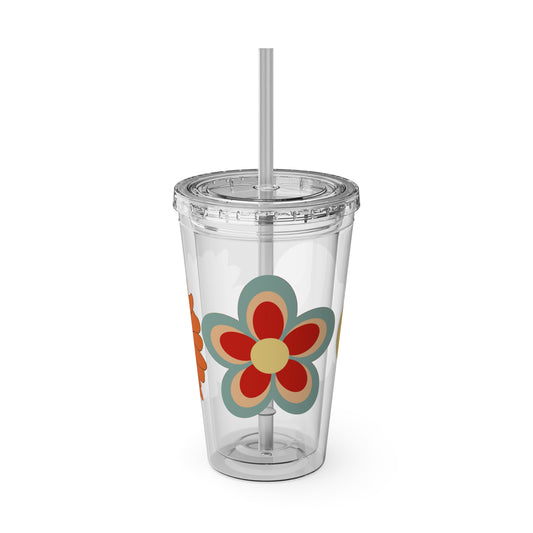 Retro Sunsplash ~Tumbler with Straw, 16oz