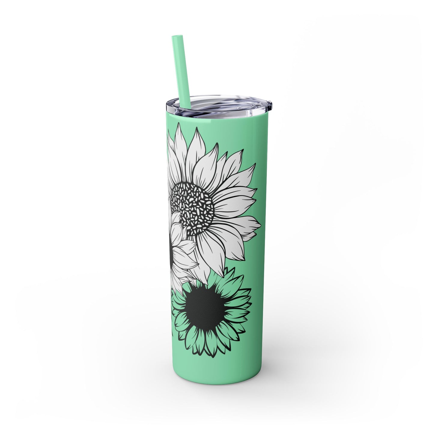 Sunflower Print ~Skinny Tumbler with Straw, 20oz