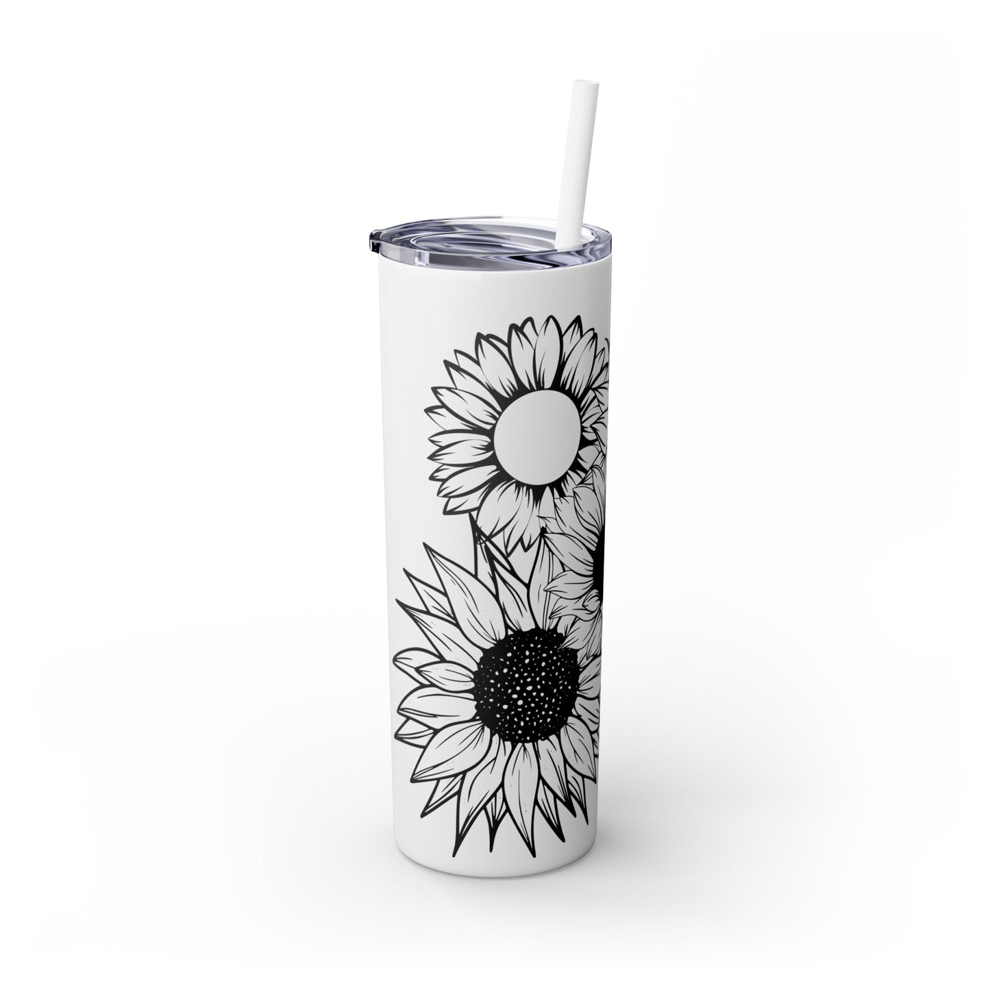 Sunflower Print ~Skinny Tumbler with Straw, 20oz