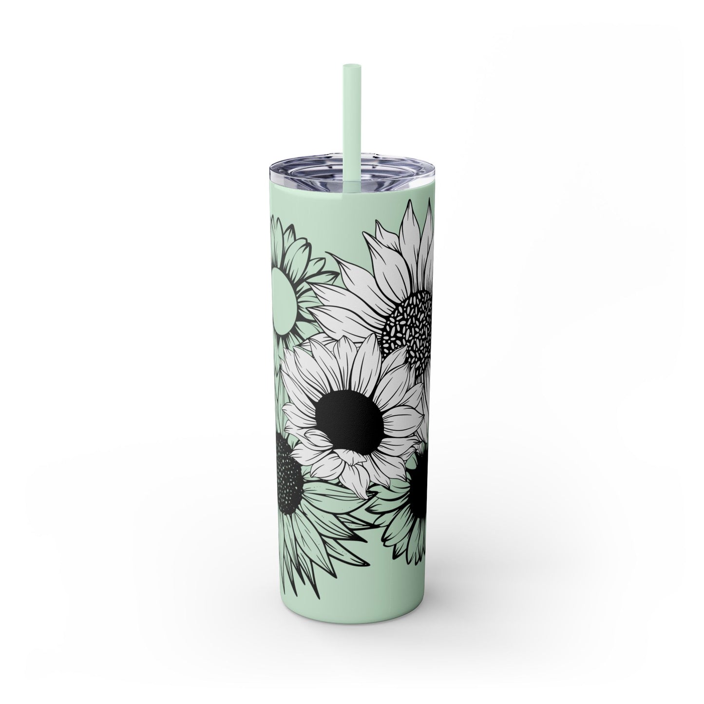 Sunflower Print ~Skinny Tumbler with Straw, 20oz