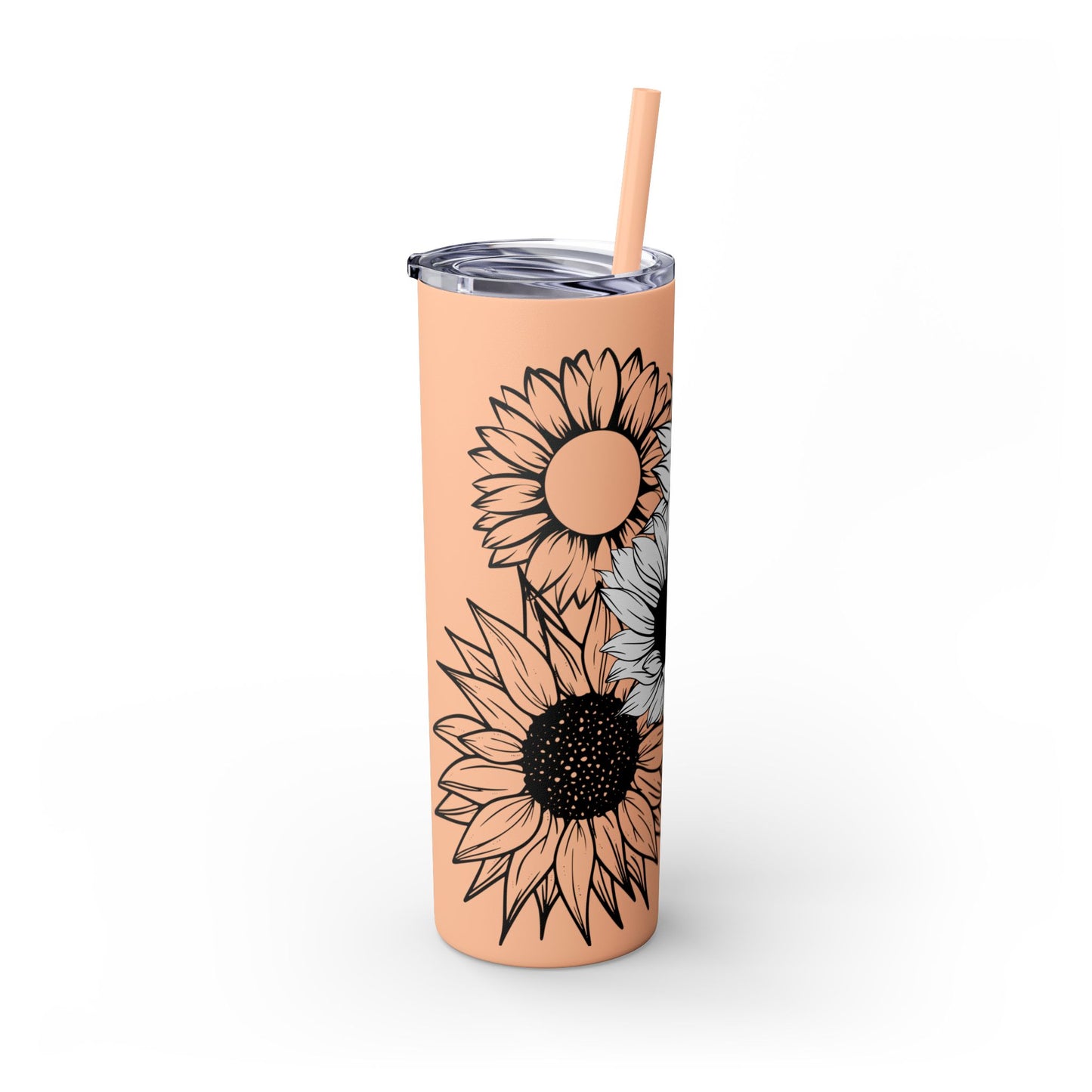 Sunflower Print ~Skinny Tumbler with Straw, 20oz