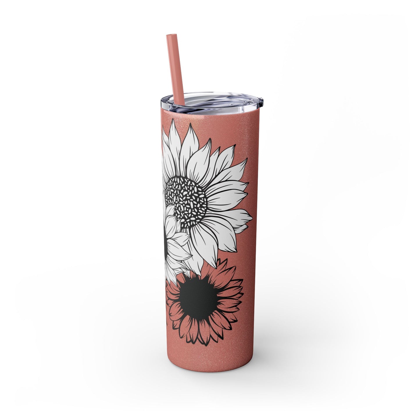 Sunflower Print ~Skinny Tumbler with Straw, 20oz
