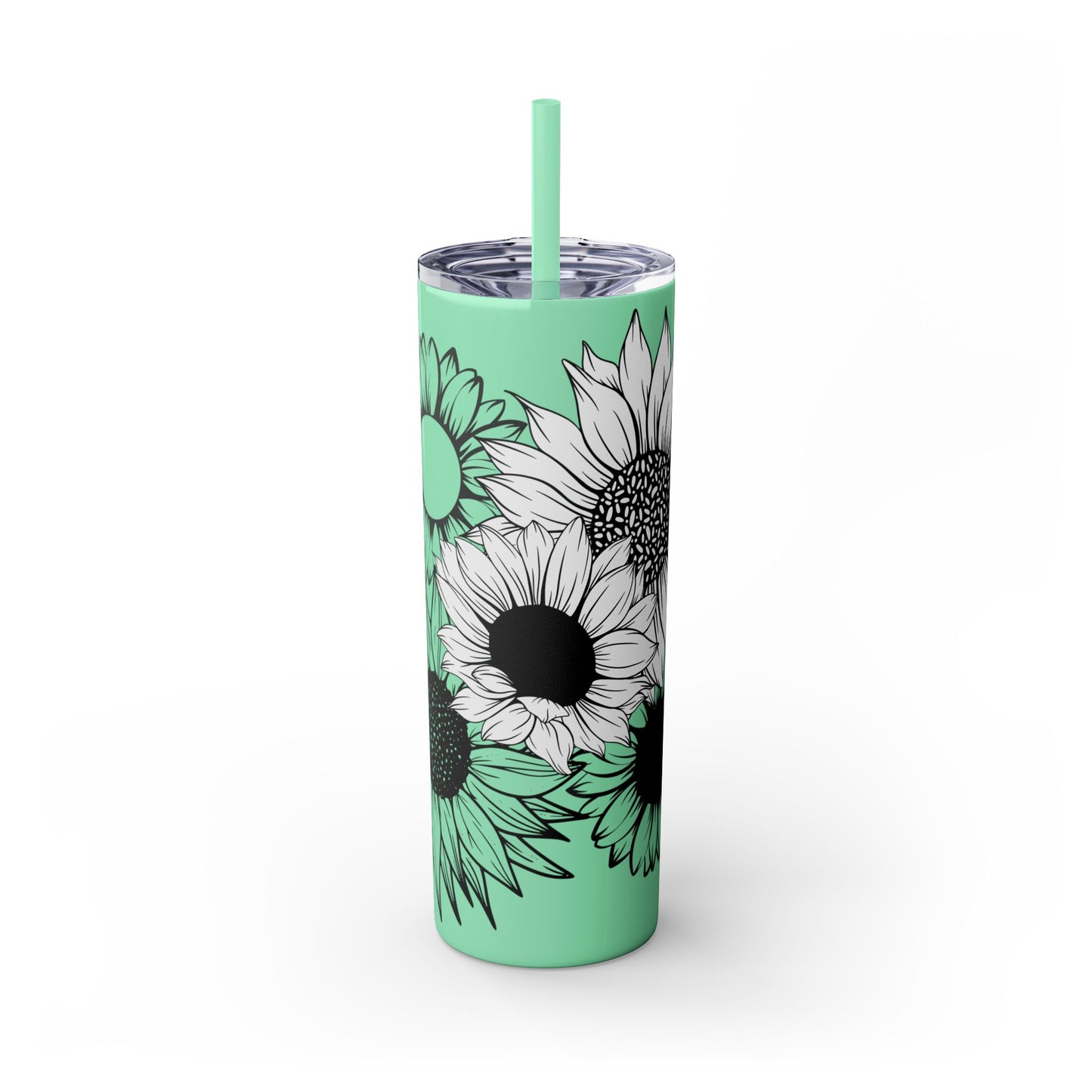 Sunflower Print ~Skinny Tumbler with Straw, 20oz