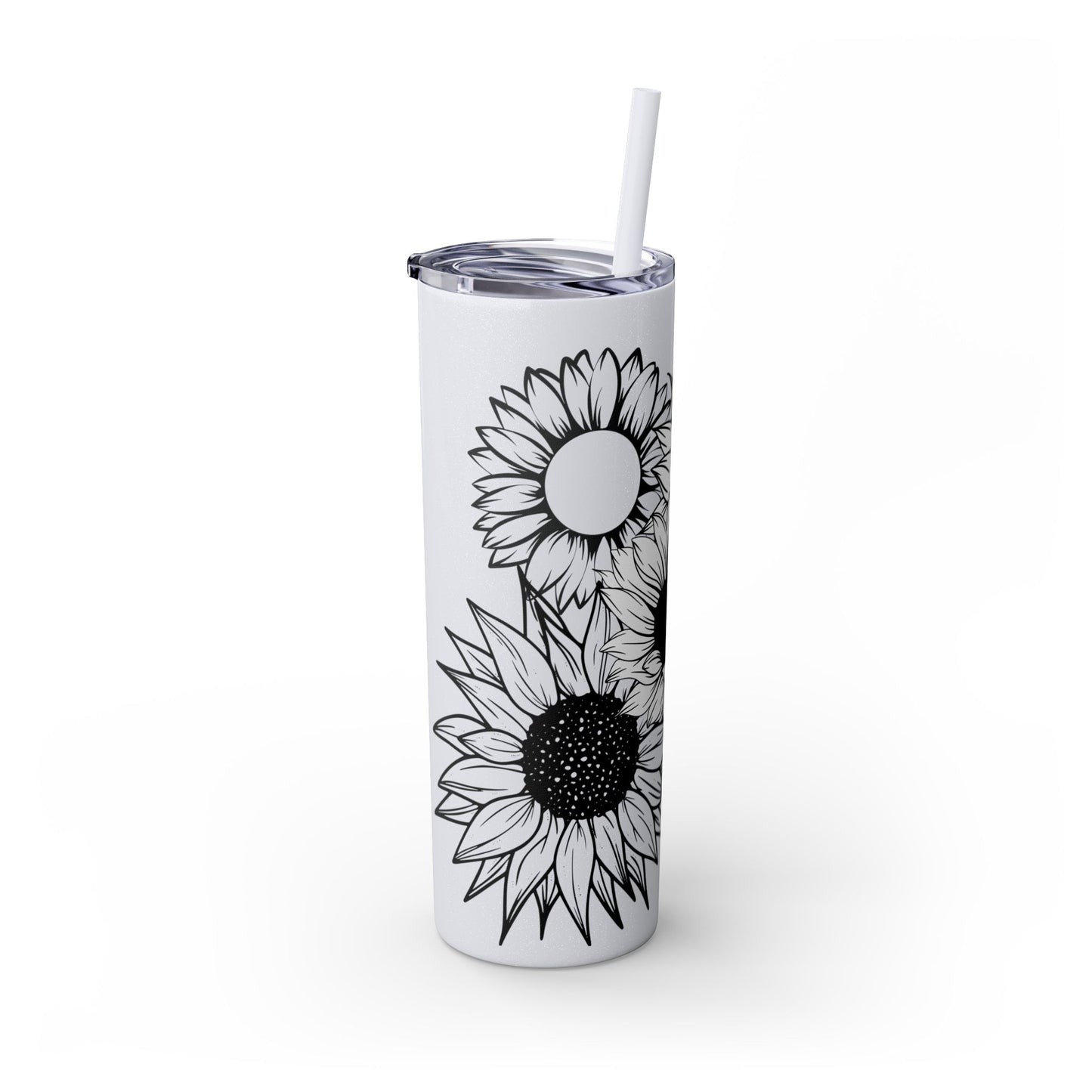 Sunflower Print ~Skinny Tumbler with Straw, 20oz