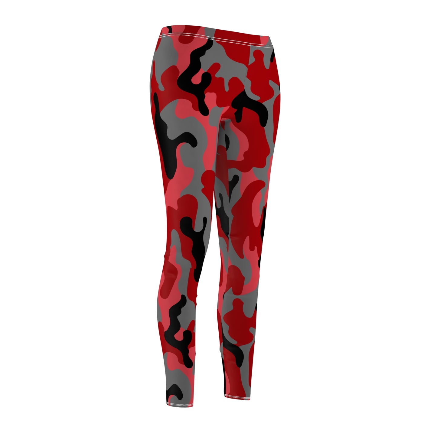 Red Camo Women's Cut & Sew Casual Leggings