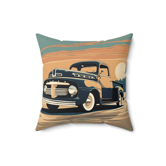 Truck Struck Faux Suede Square Pillow