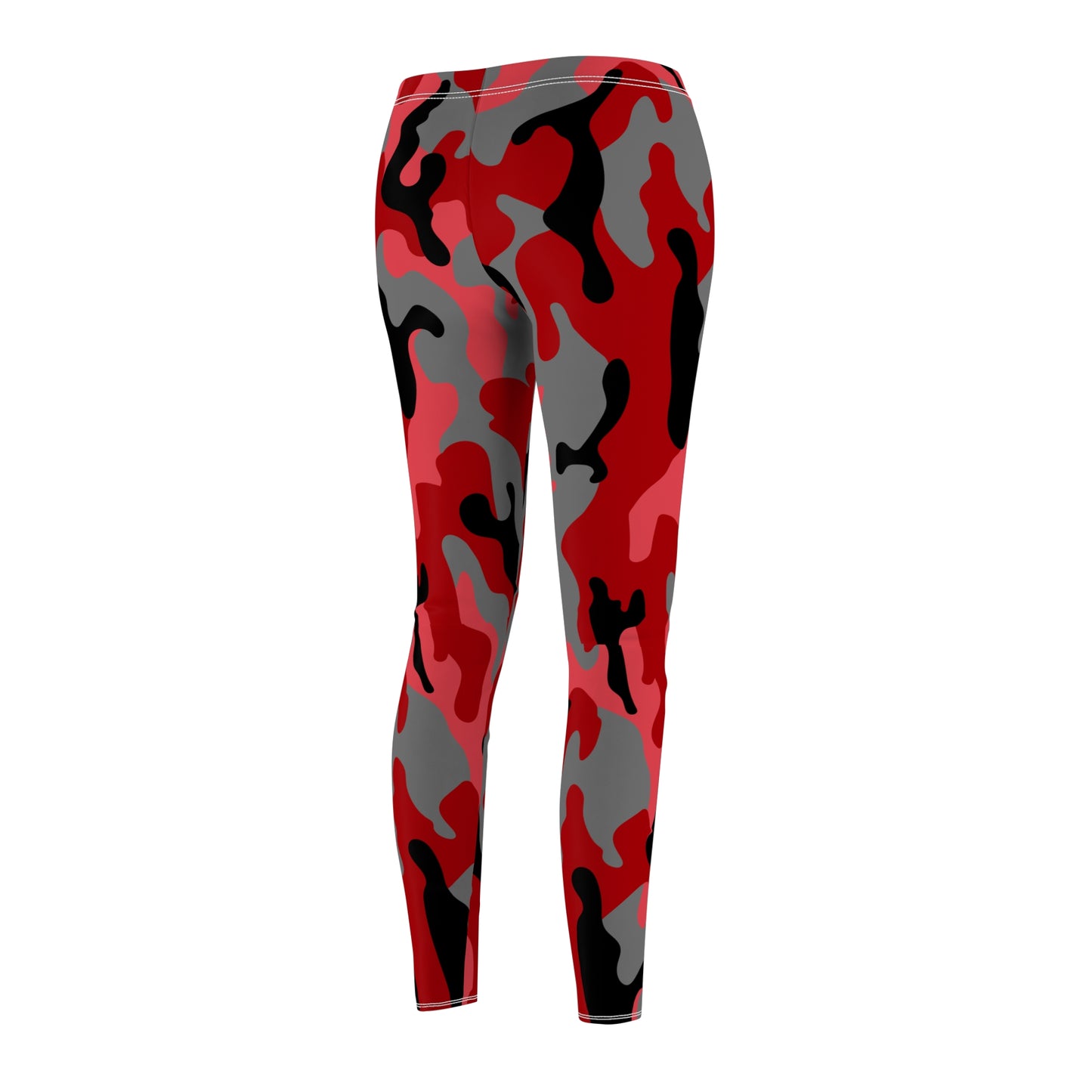 Red Camo Women's Cut & Sew Casual Leggings