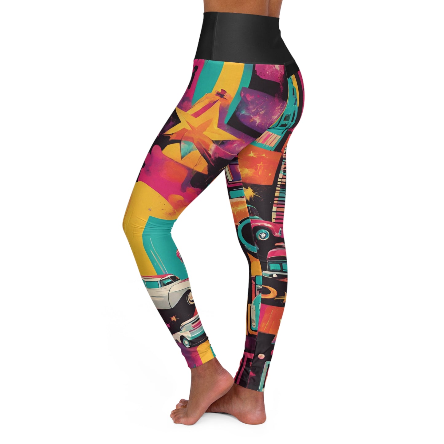 Retro Hollywood ~High Waisted Yoga Leggings (AOP)