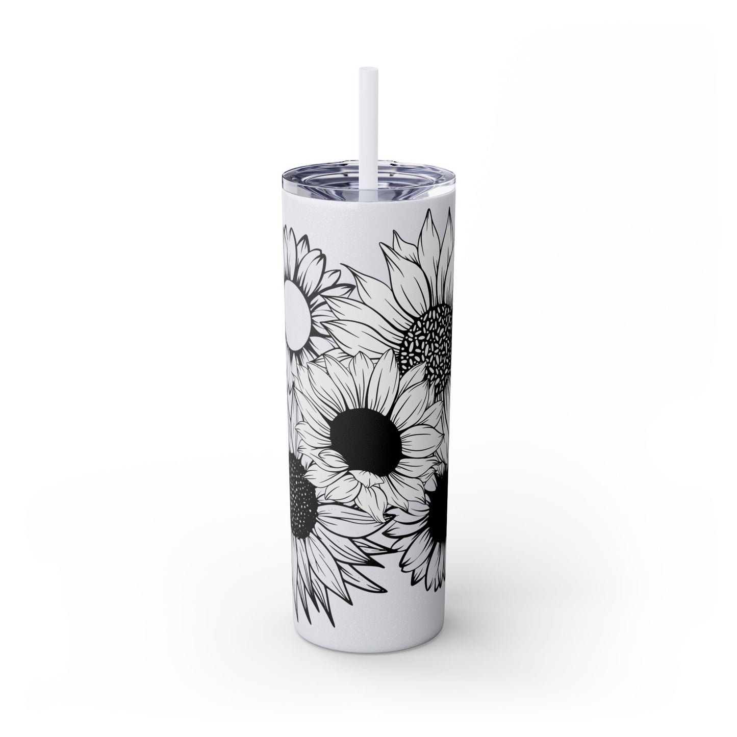 Sunflower Print ~Skinny Tumbler with Straw, 20oz