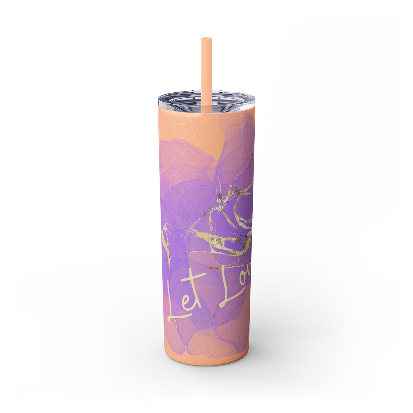 Let Love Purple ~Skinny Tumbler with Straw, 20oz