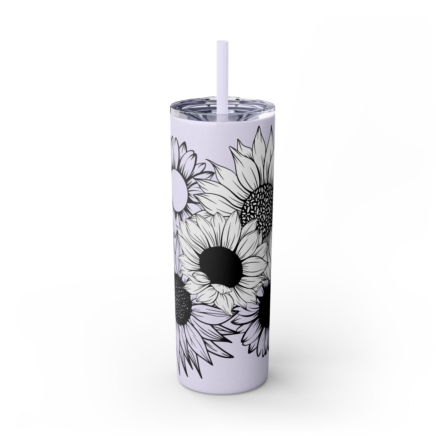 Sunflower Print ~Skinny Tumbler with Straw, 20oz