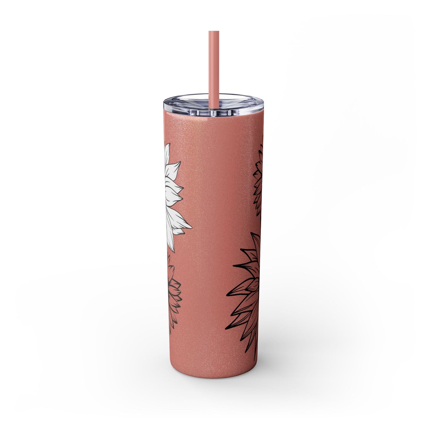 Sunflower Print ~Skinny Tumbler with Straw, 20oz