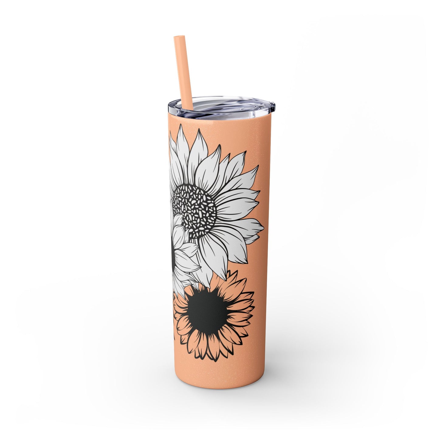 Sunflower Print ~Skinny Tumbler with Straw, 20oz