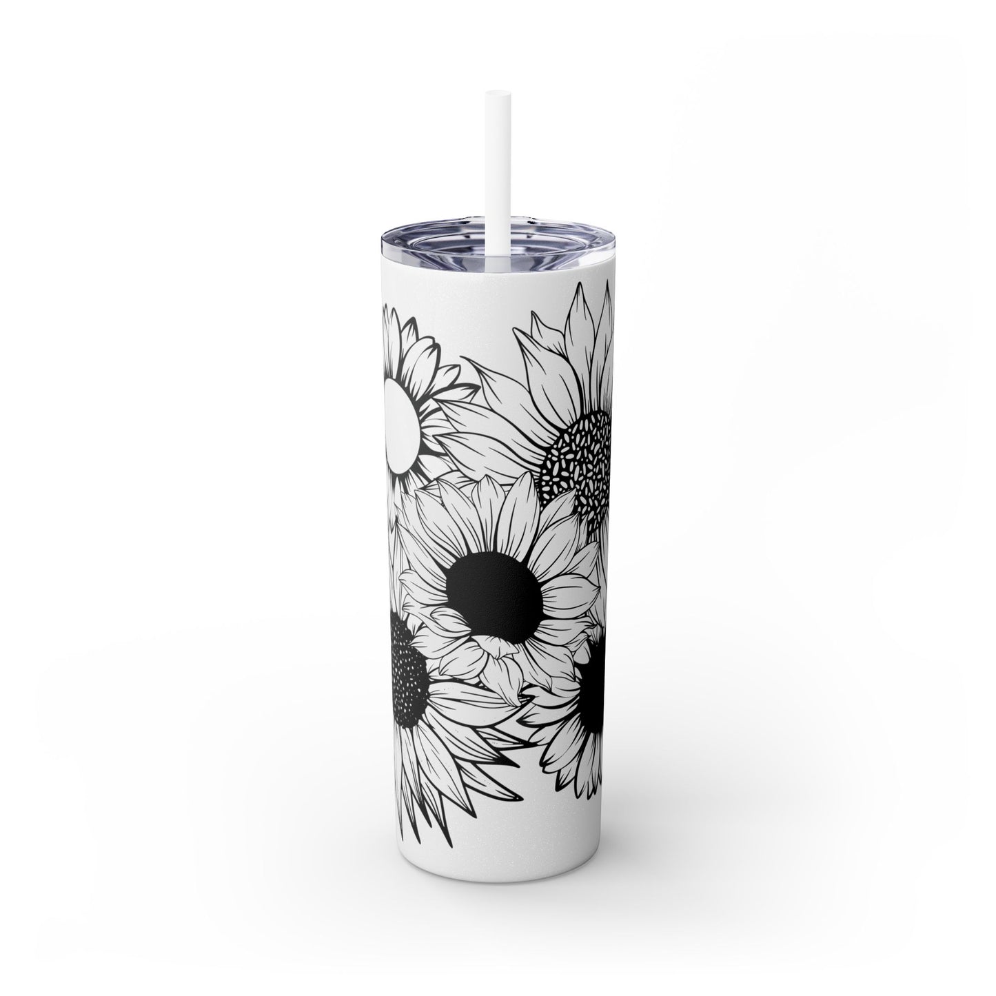 Sunflower Print ~Skinny Tumbler with Straw, 20oz