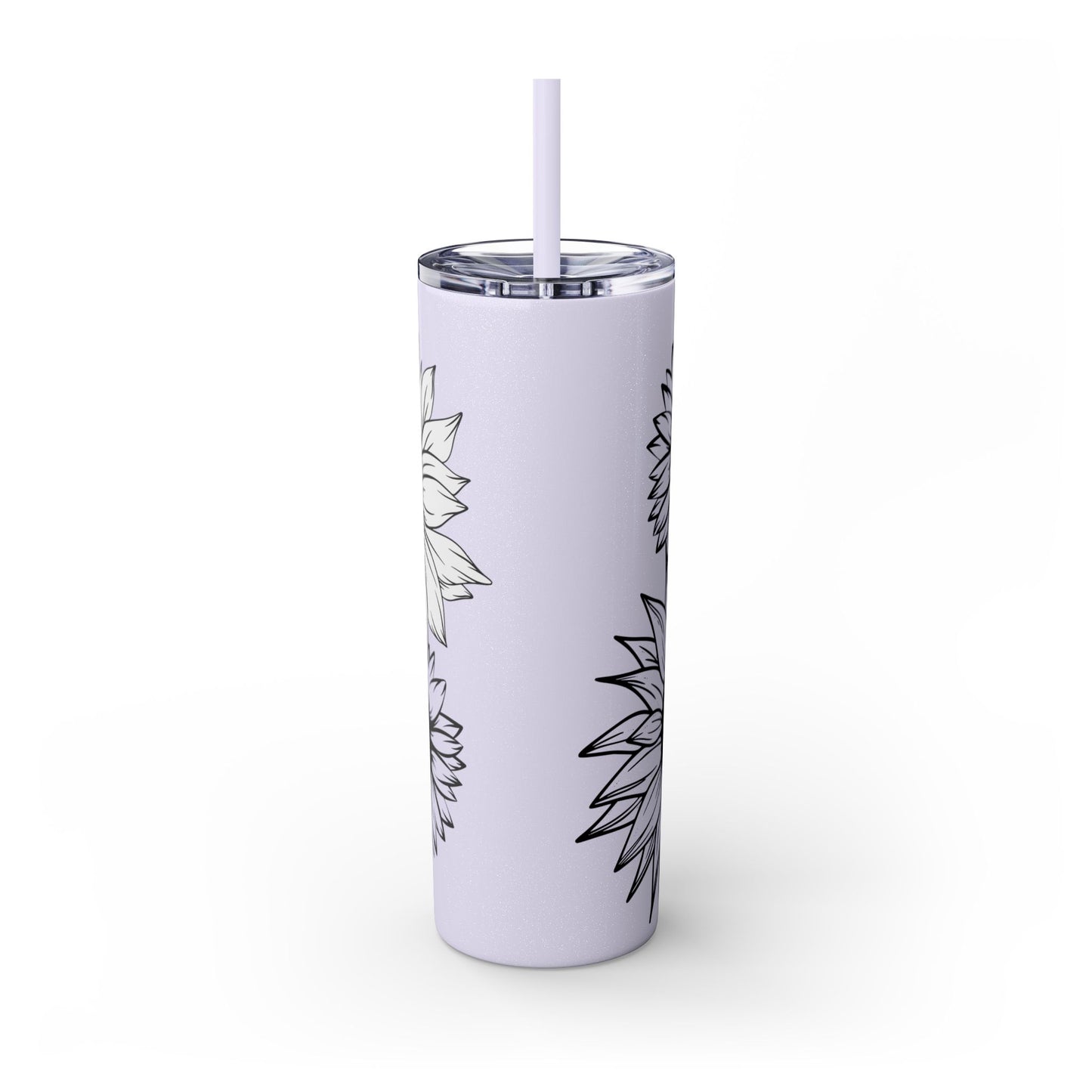 Sunflower Print ~Skinny Tumbler with Straw, 20oz