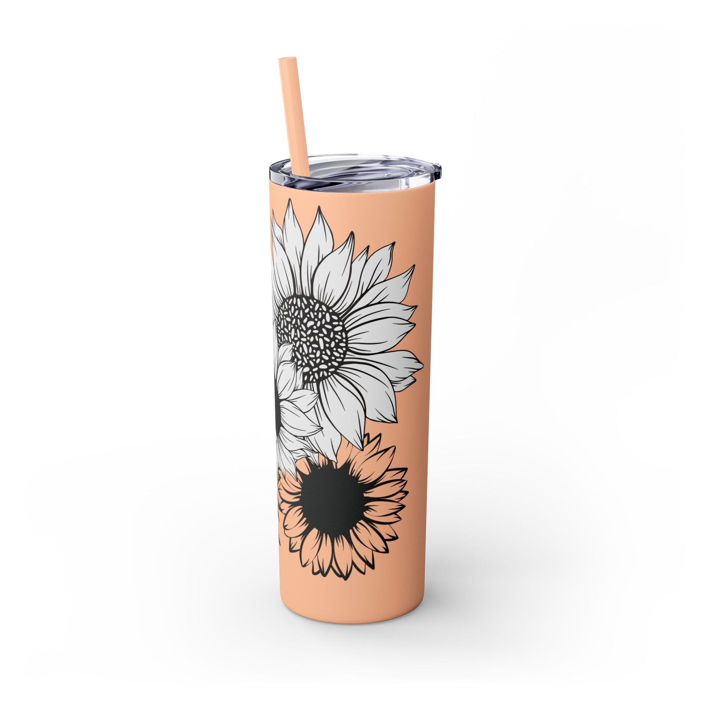 Sunflower Print ~Skinny Tumbler with Straw, 20oz