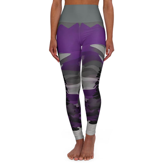 Purple View -High Waisted Yoga Leggings (AOP)