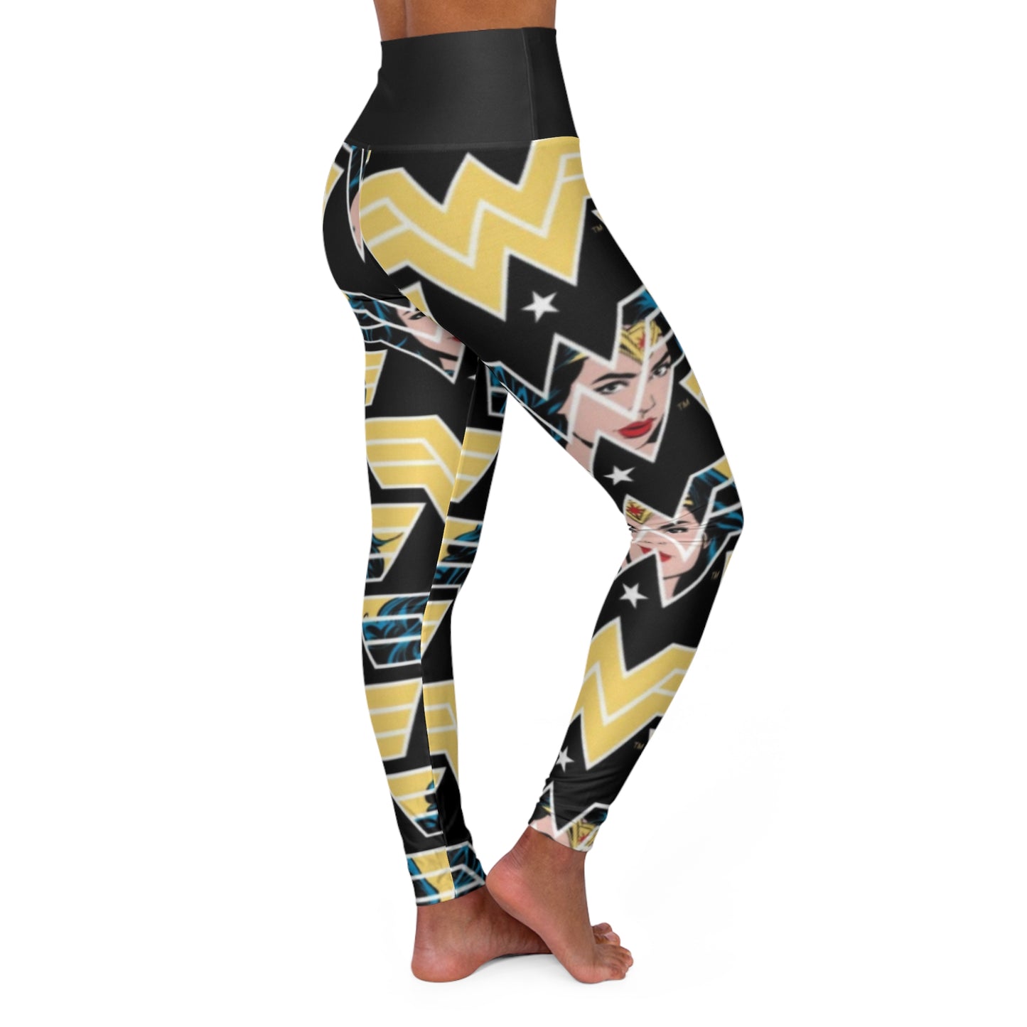 WW Black - High Waisted Yoga Leggings (AOP)