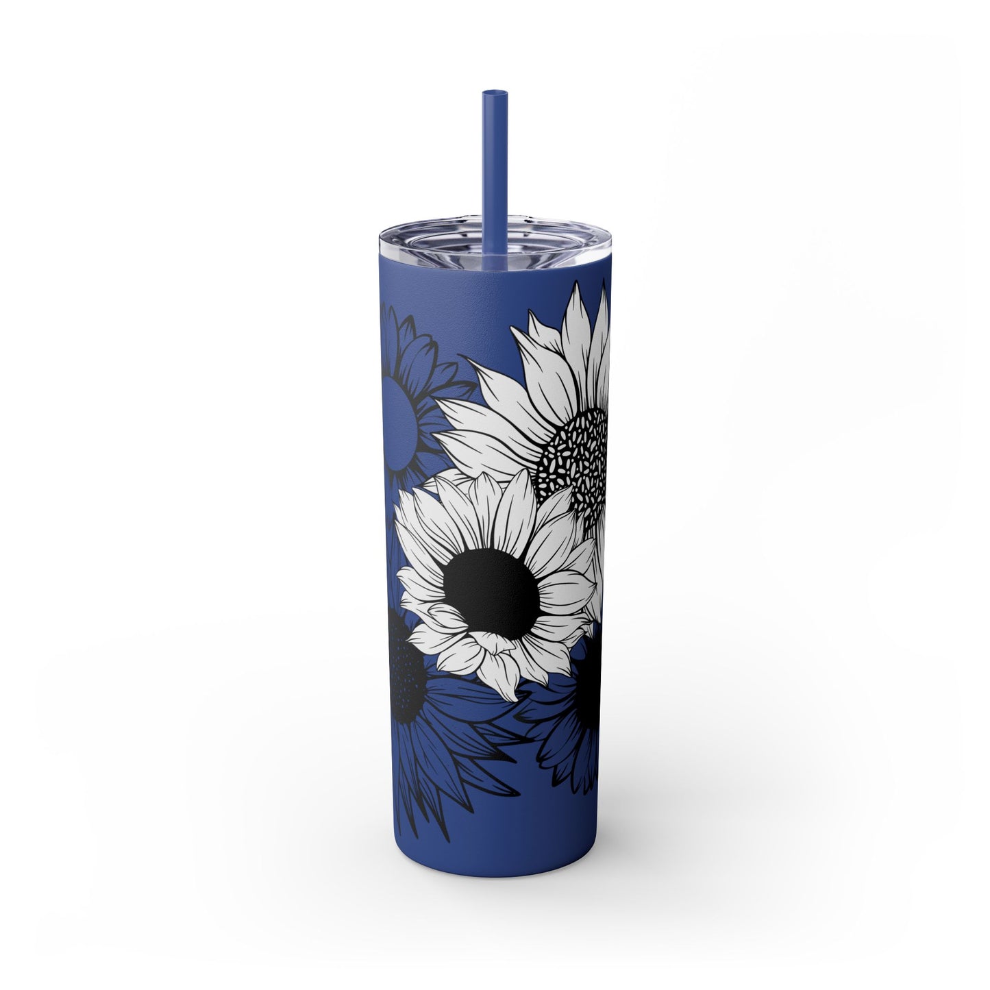 Sunflower Print ~Skinny Tumbler with Straw, 20oz